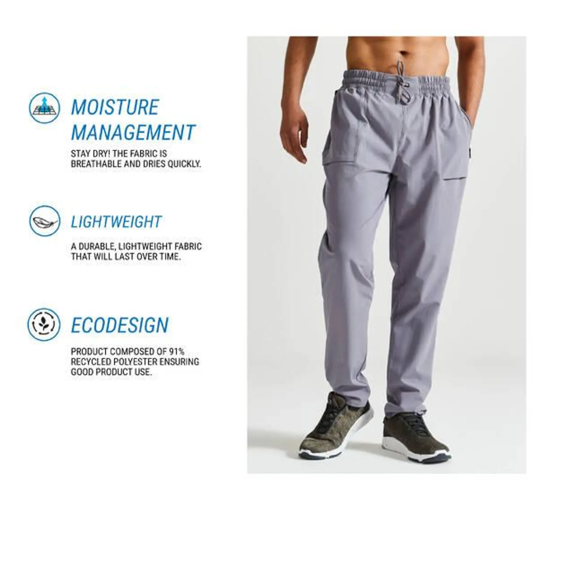 Stretchable, Quick Dry, Zip Pocket, Convetible Jog Fit- Mens Gym Trackpant Grey