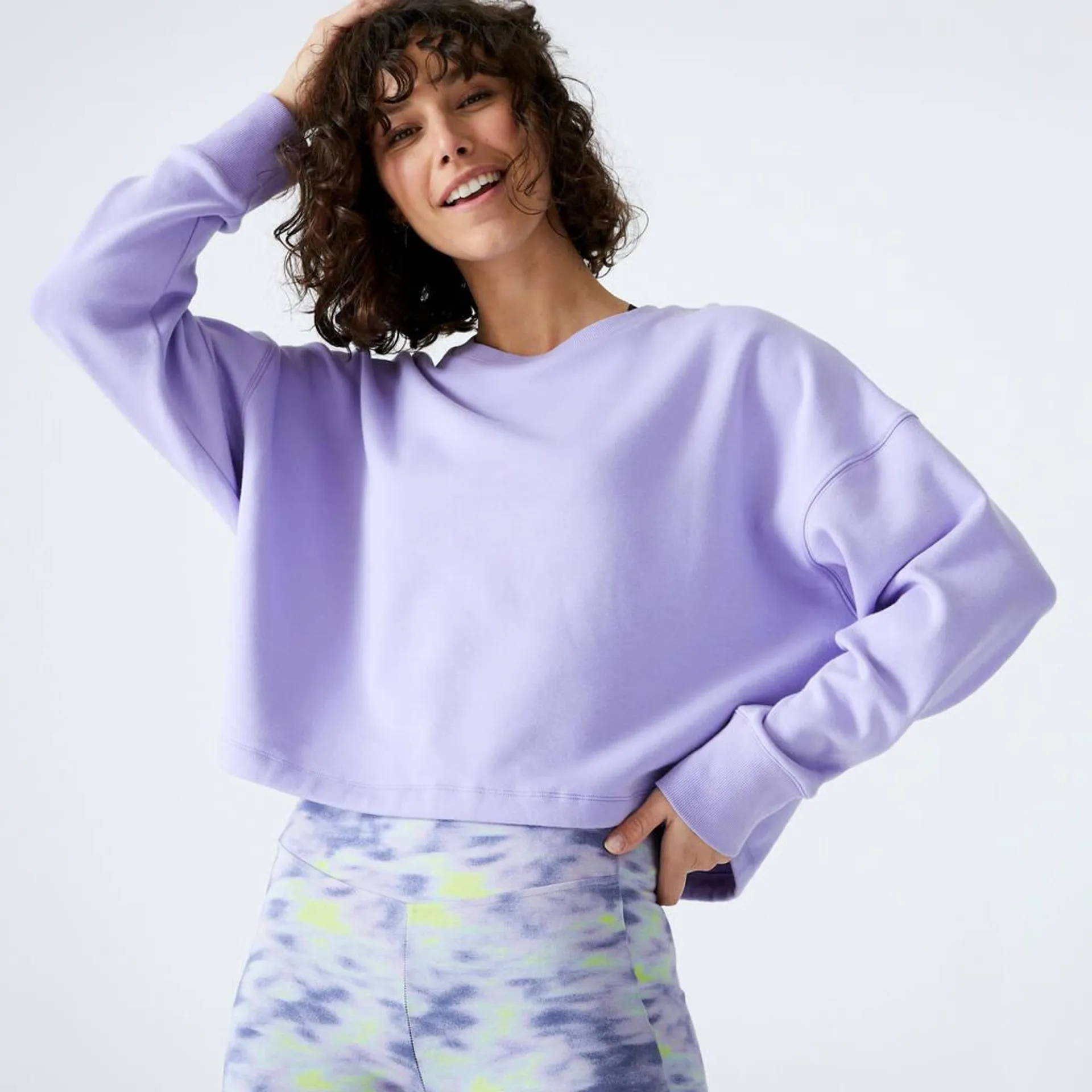 Women's Sweater Cropped Drawstring 520 For Gym-Purple