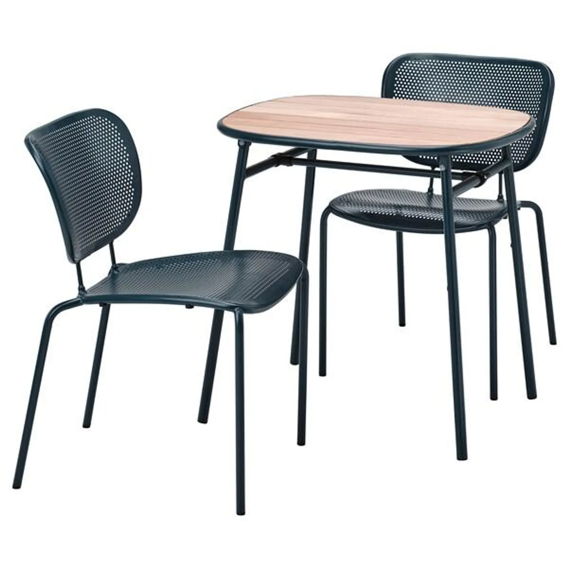 Table and 2 chairs, outdoor/black-blue