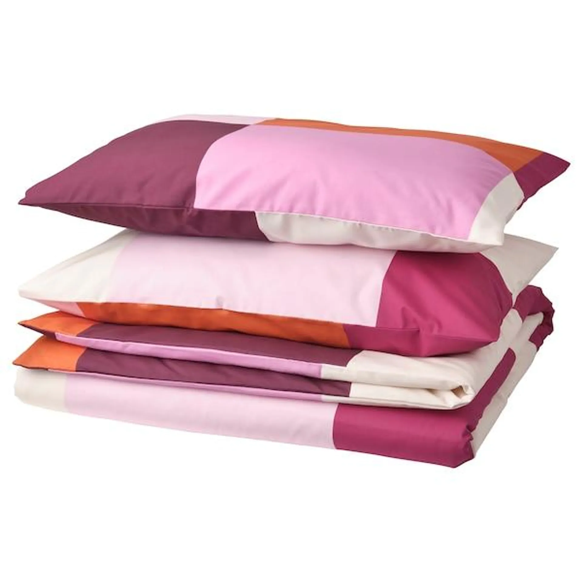 Duvet cover and 2 pillowcases, pink,