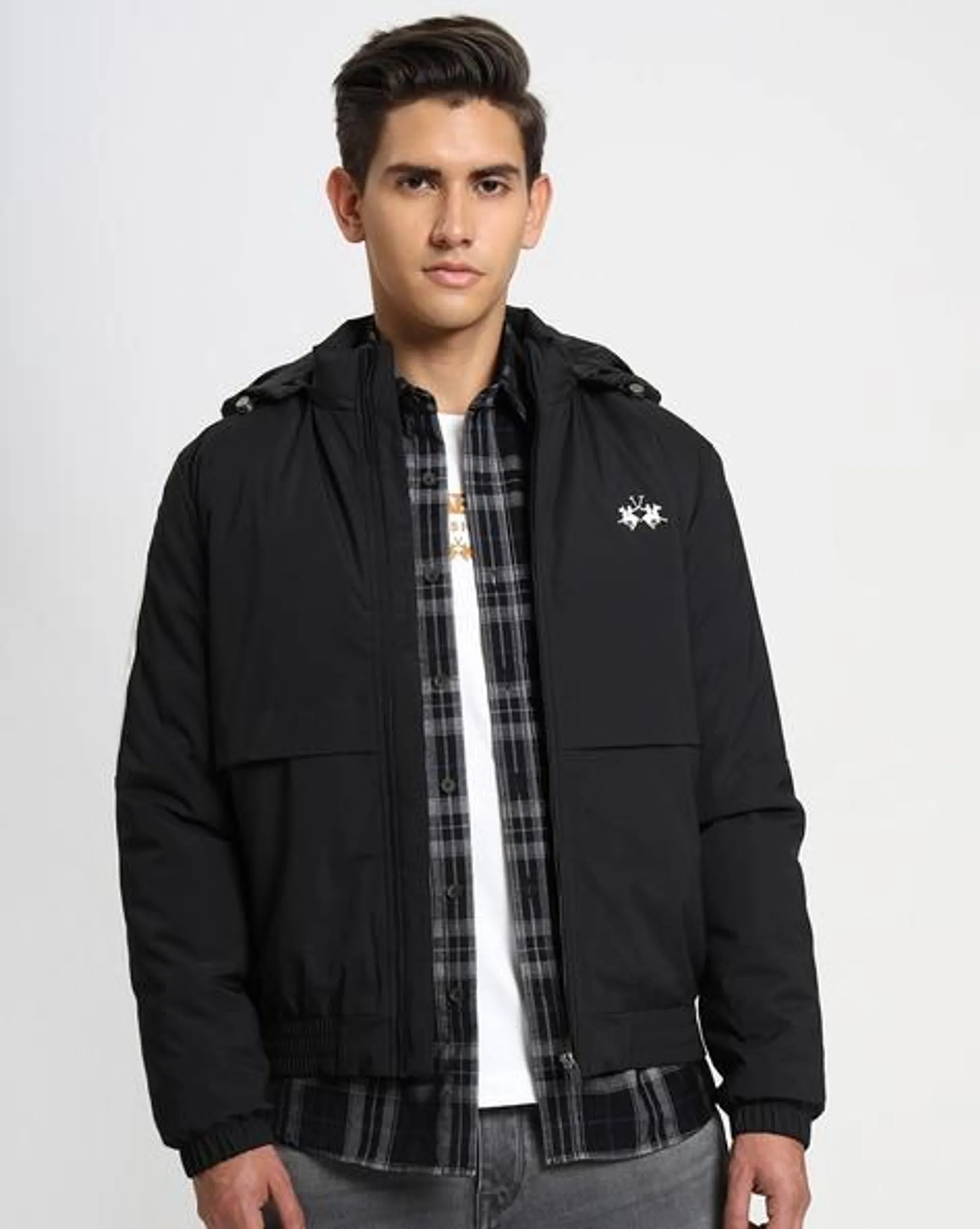 Zip-Front Hooded Jacket with Brand Print