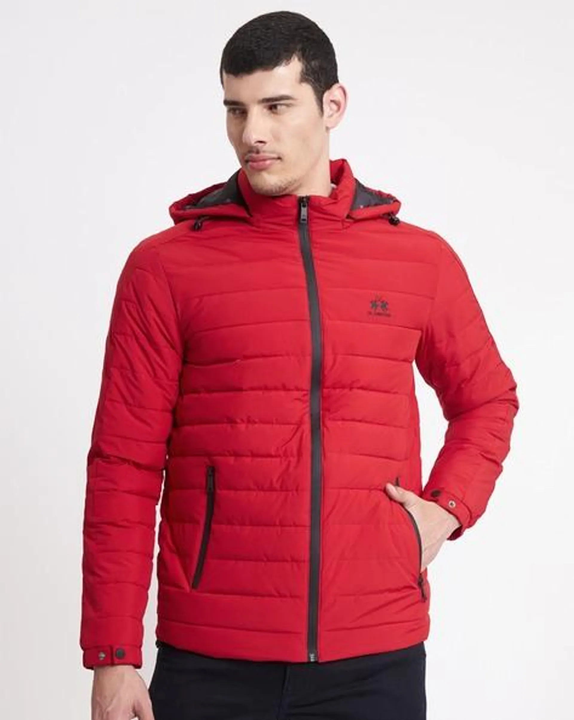 Quilted Zip-Front Jacket with Detachable Hood