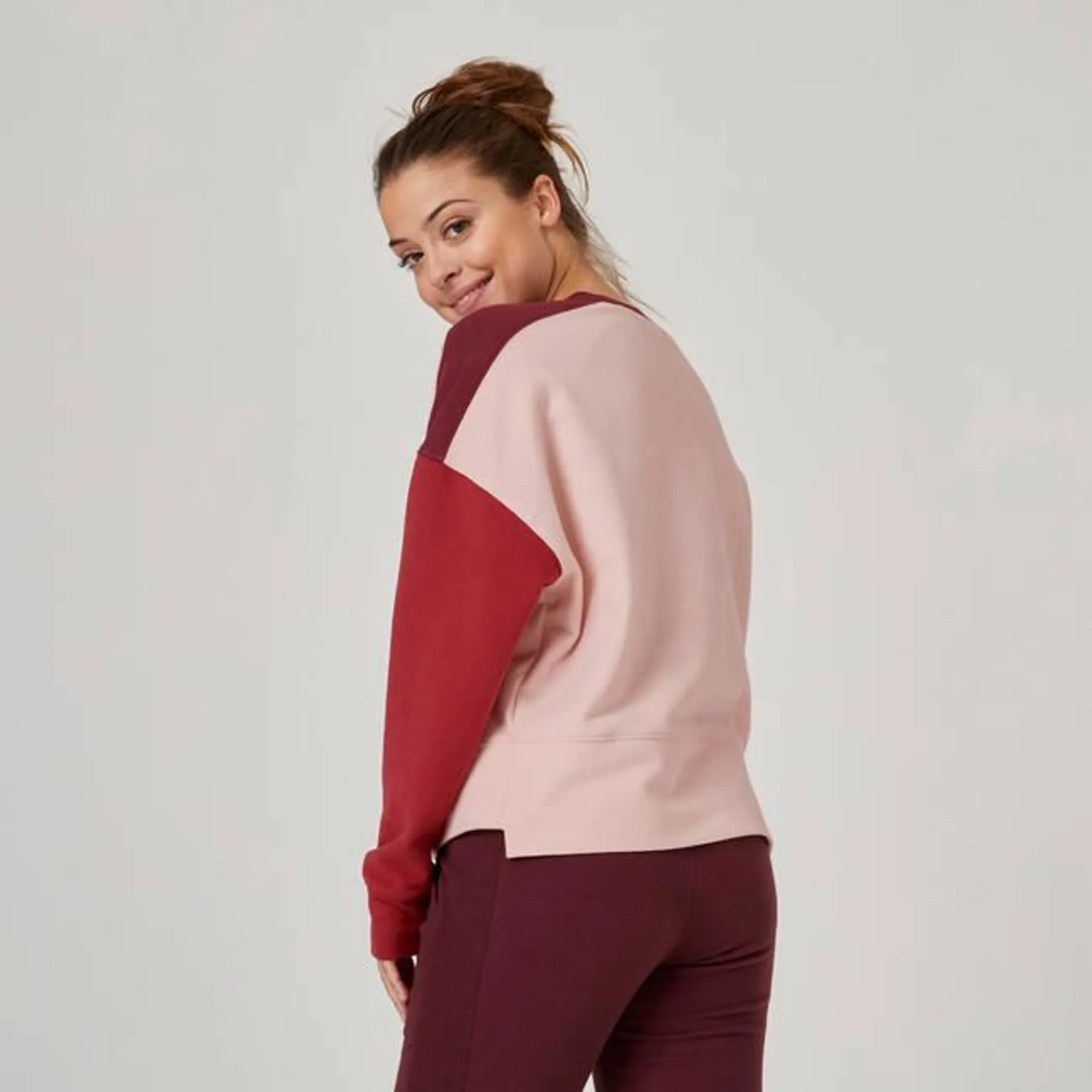 Women's Sweater 120 Colorblock For Gym- Pink/Burgundy