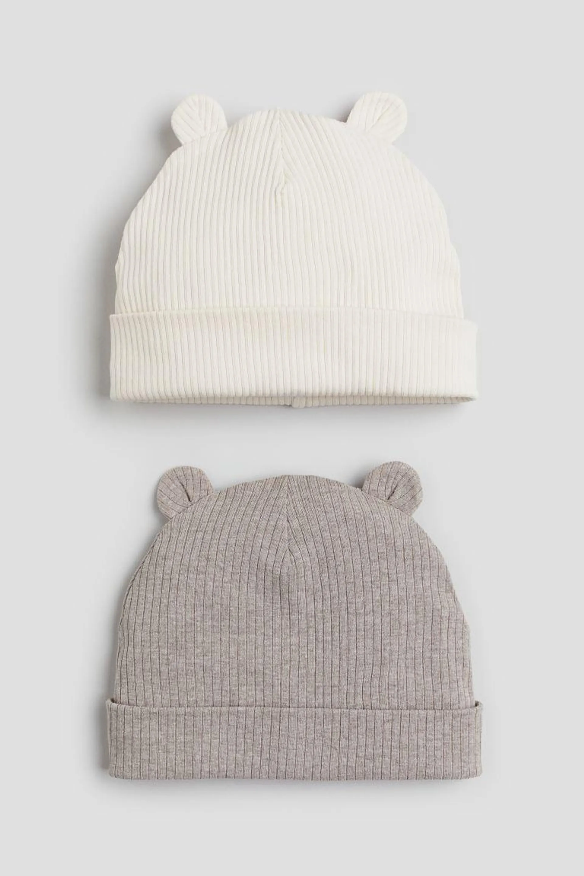 2-pack ribbed ear-detail beanies