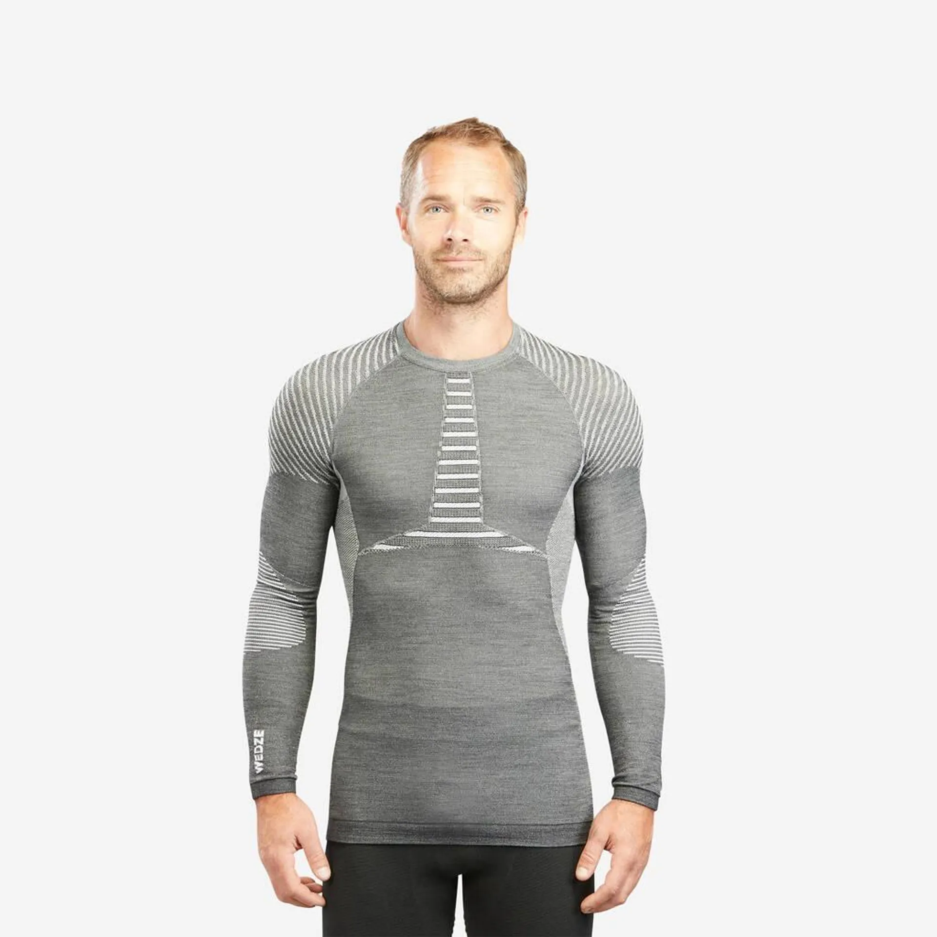 Men's thermal ski base layer top - BL 980 seamless Merino wool - Grey