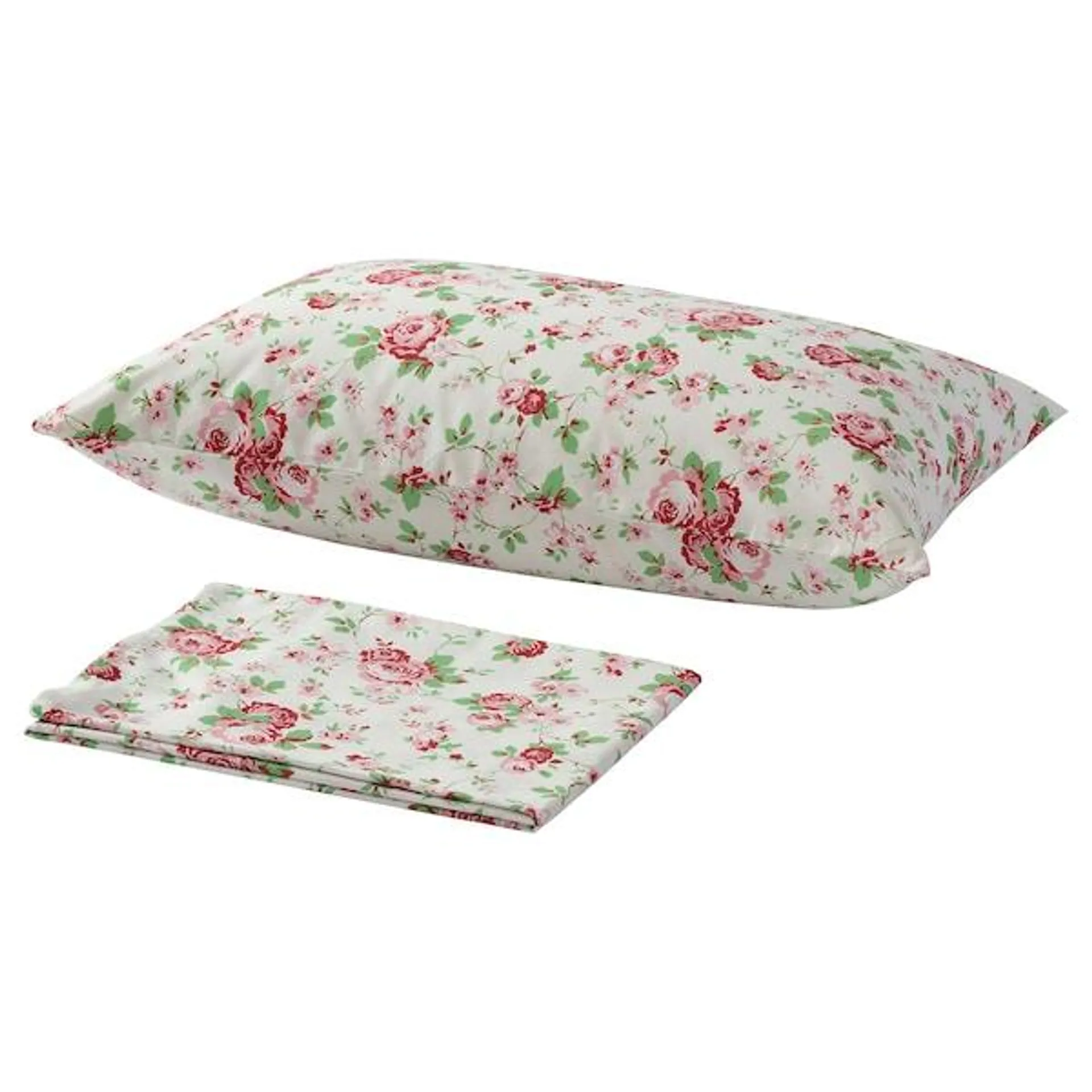 Flat sheet and pillowcase, white,