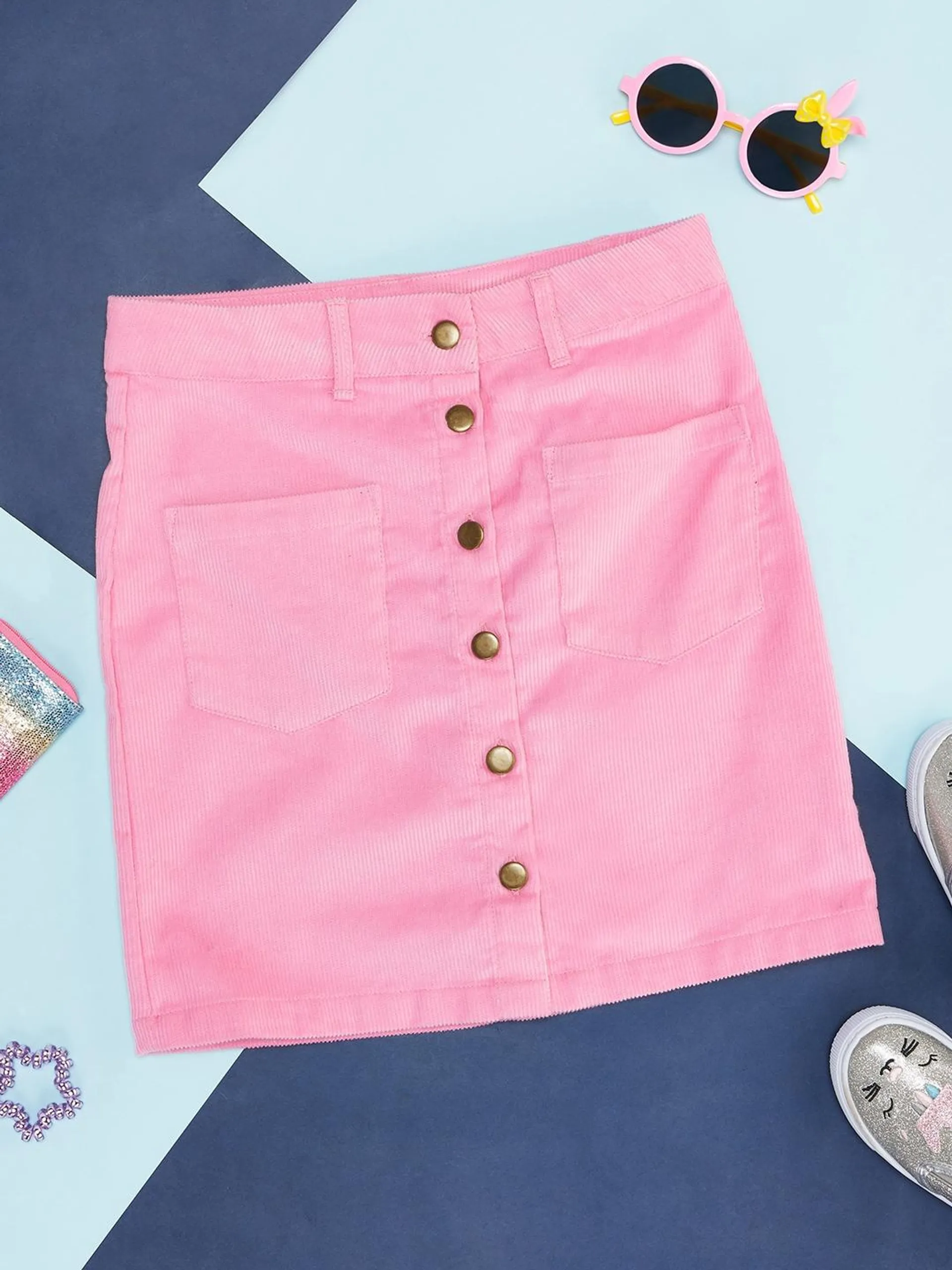 Girls Corduroy Straight Skirt