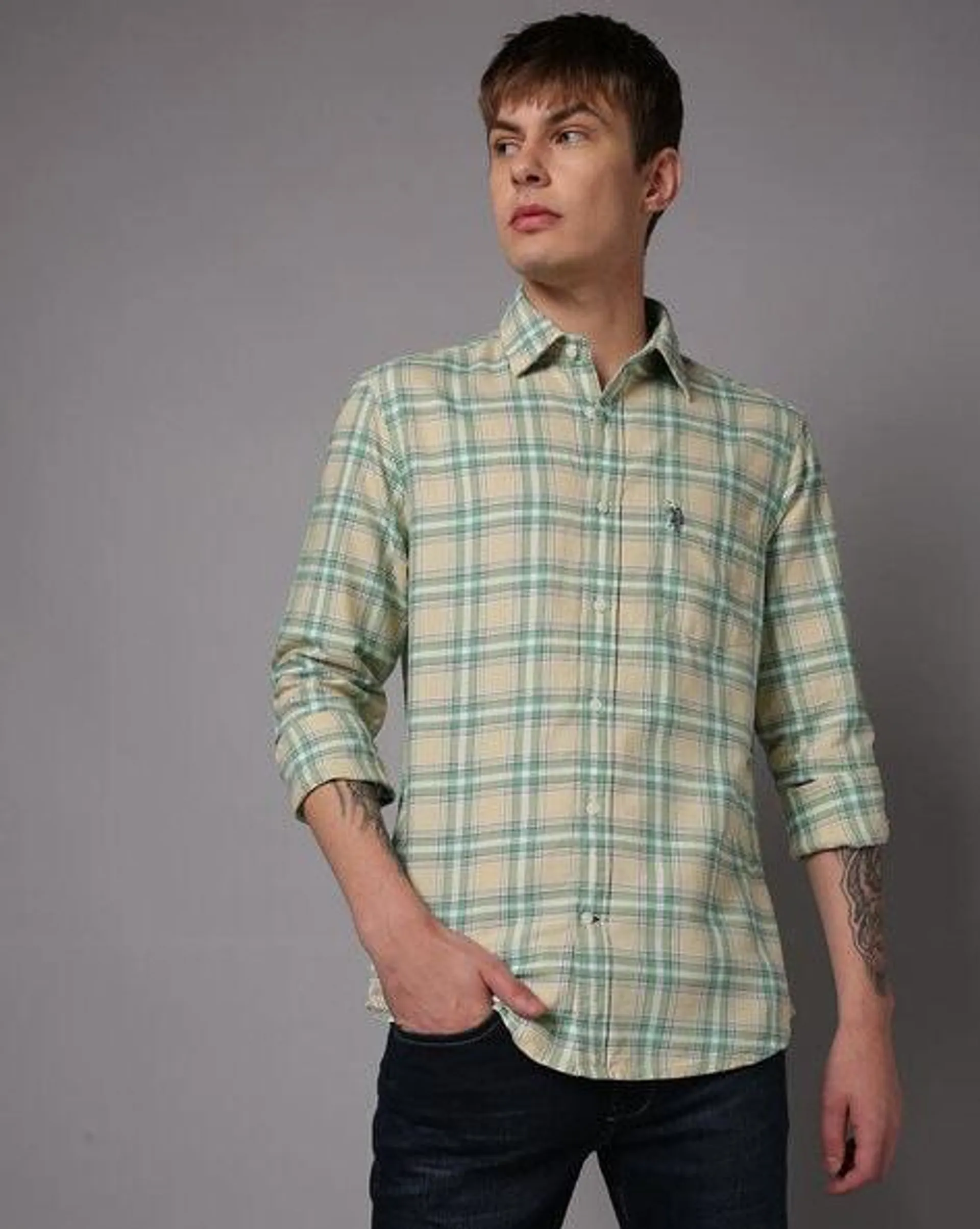 Men Checked Tailored Fit Shirt