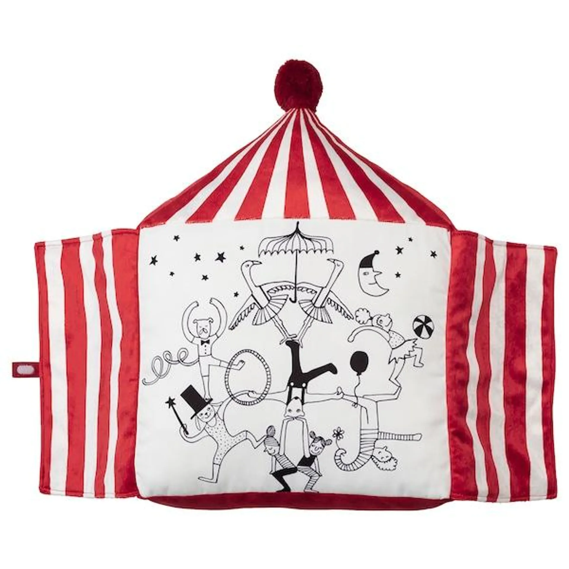 Cushion, circus tent shape red/white,