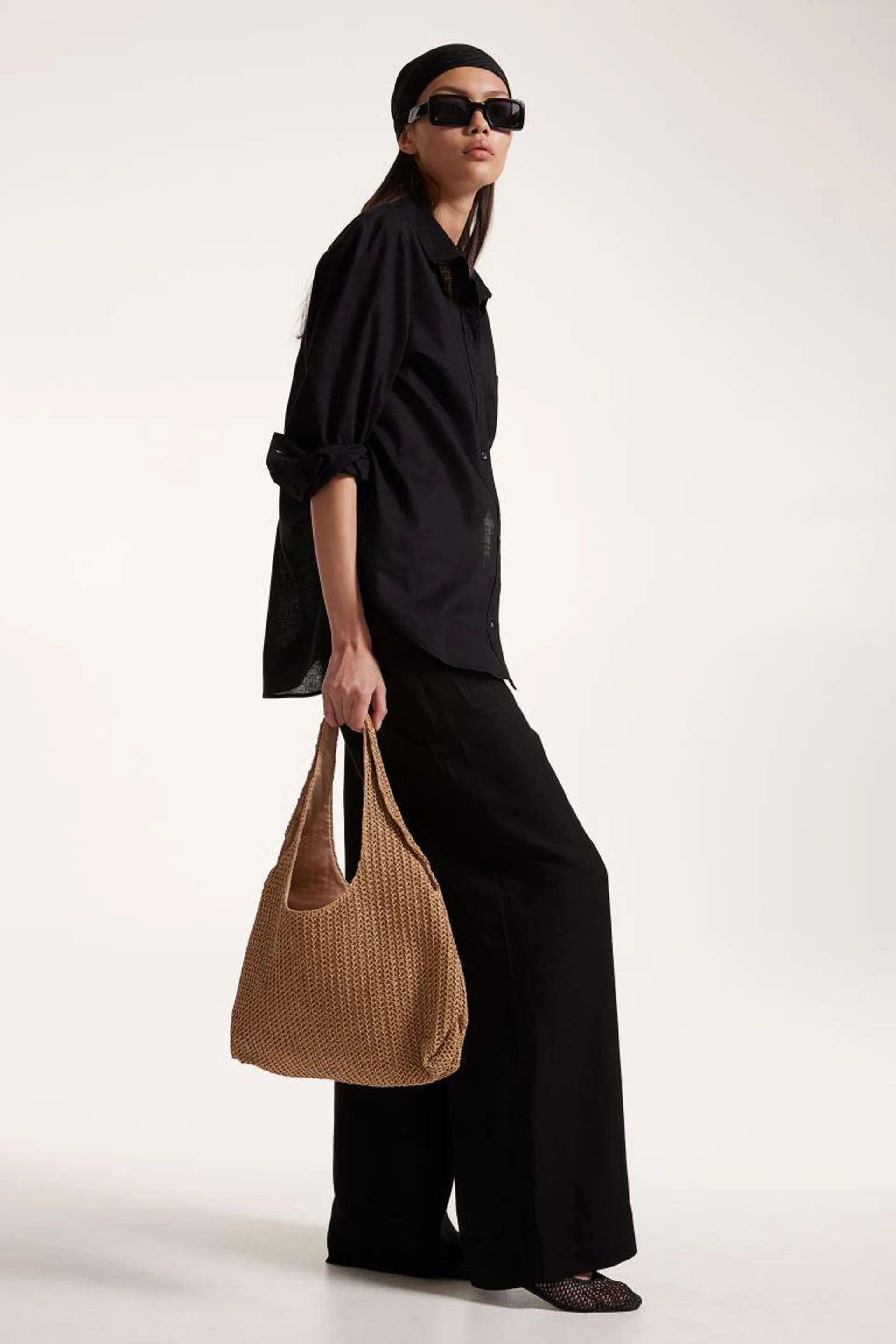 Linen-blend trousers