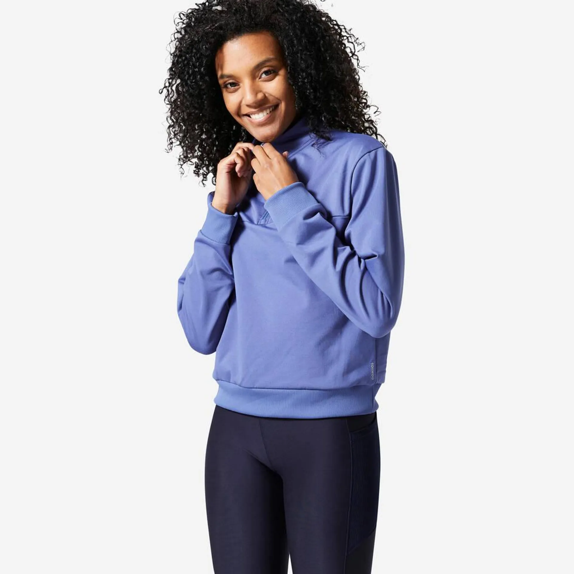 Women's Cardio Fitness Long-Sleeved Cropped Sweatshirt - Storm Blue