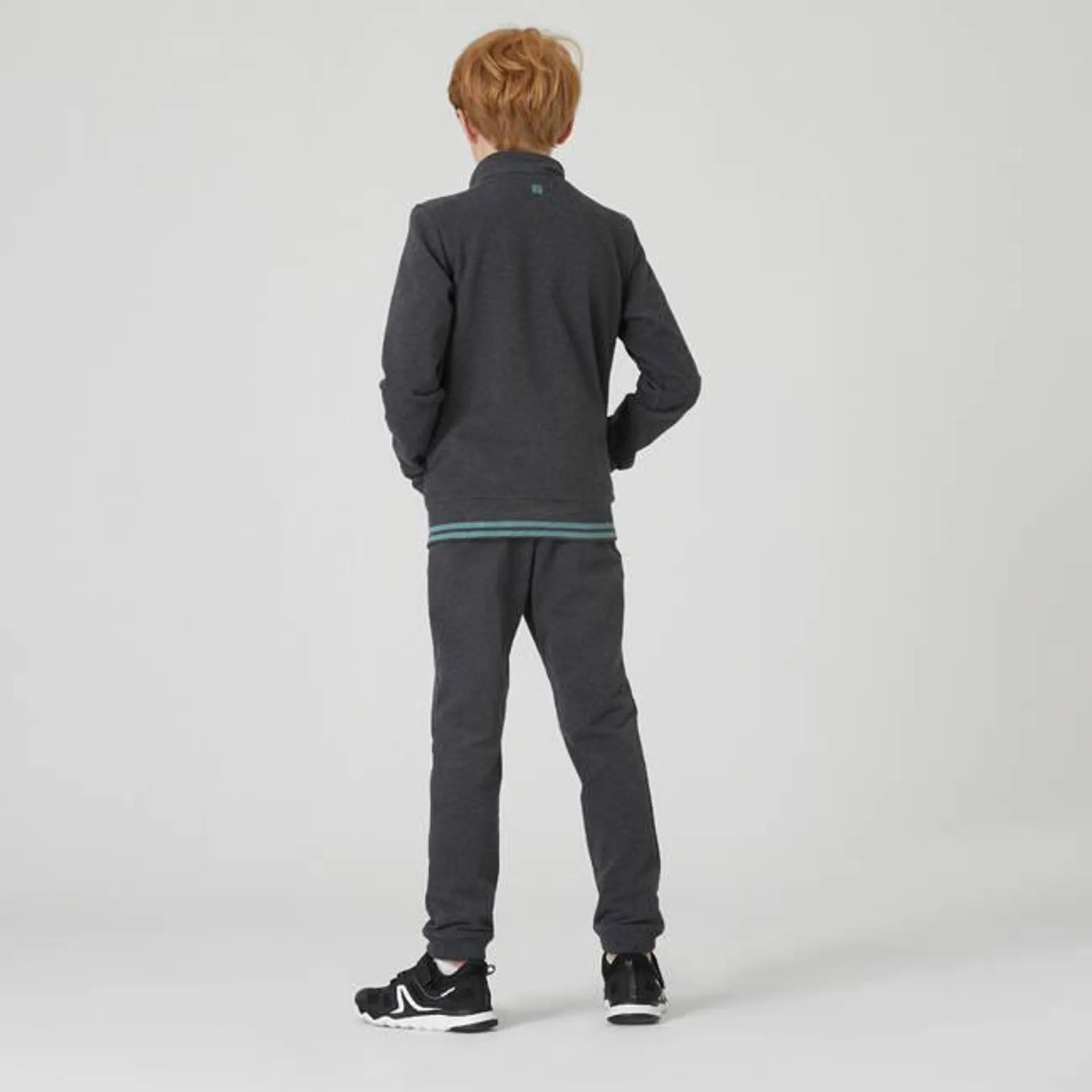 Kids Warm Tracksuit 500 - Dark Mottled Grey