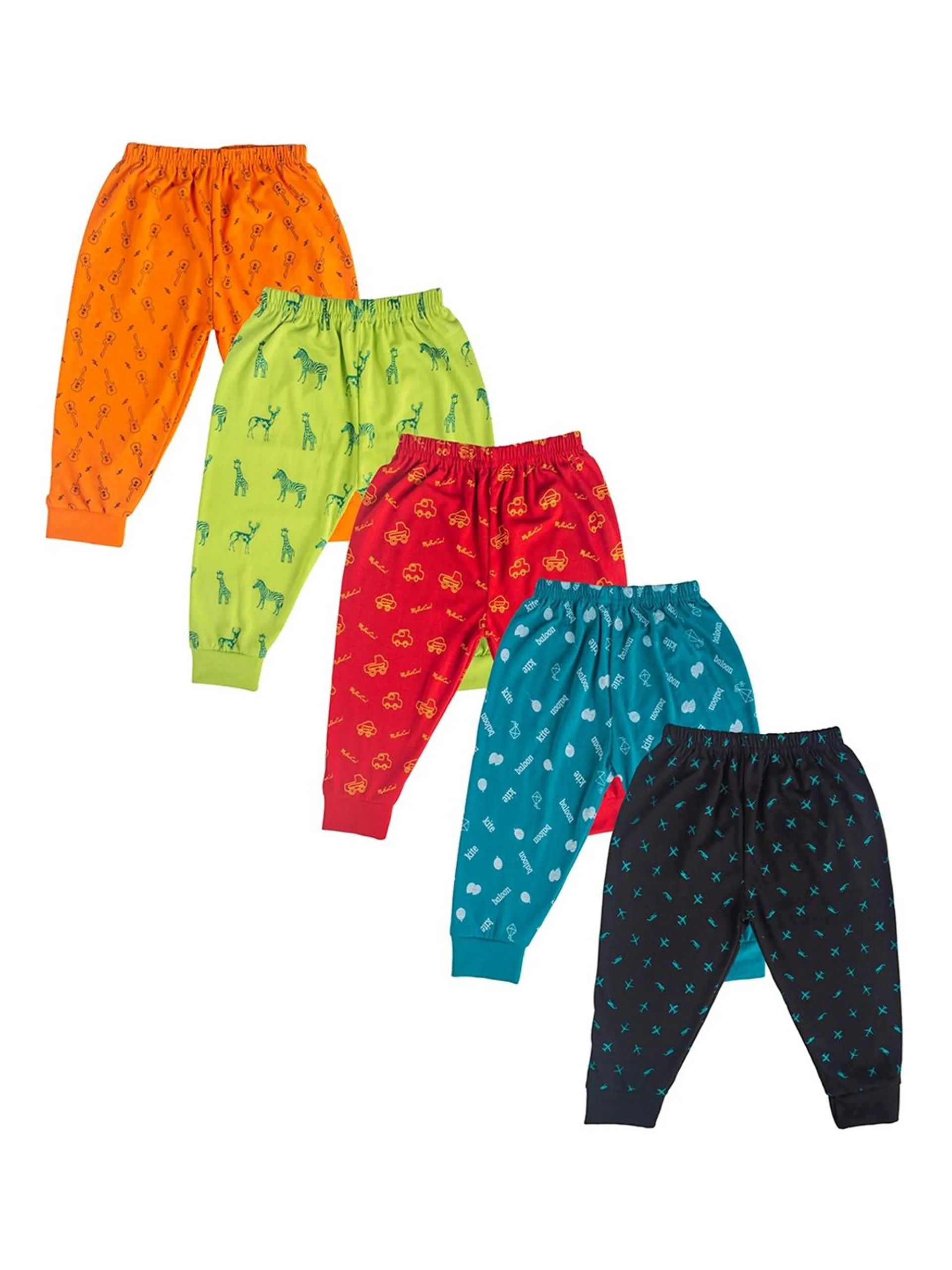 Infants Pack of 5 Conversational Printed Pure Cotton Joggers