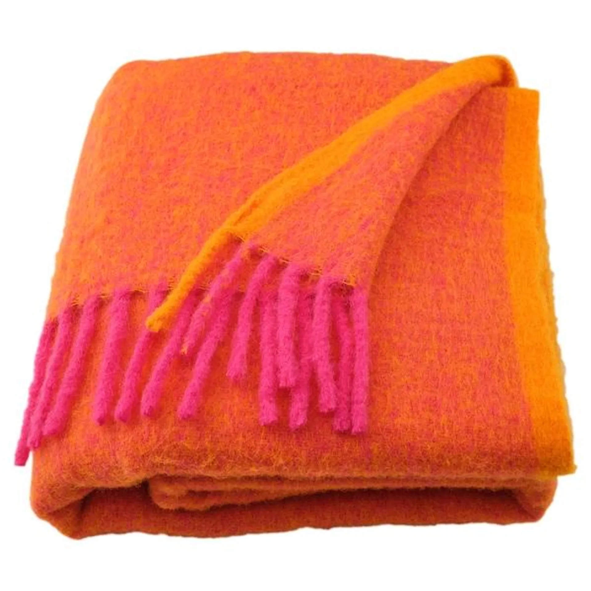 Throw, orange/bright pink,