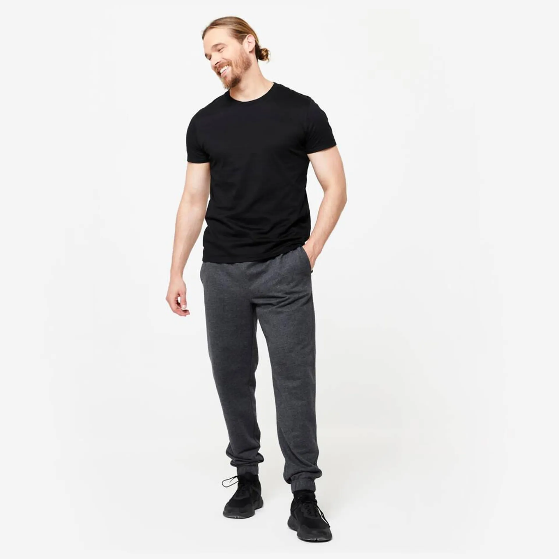 Men's T-Shirt For Gym Cotton Rich 100-Black