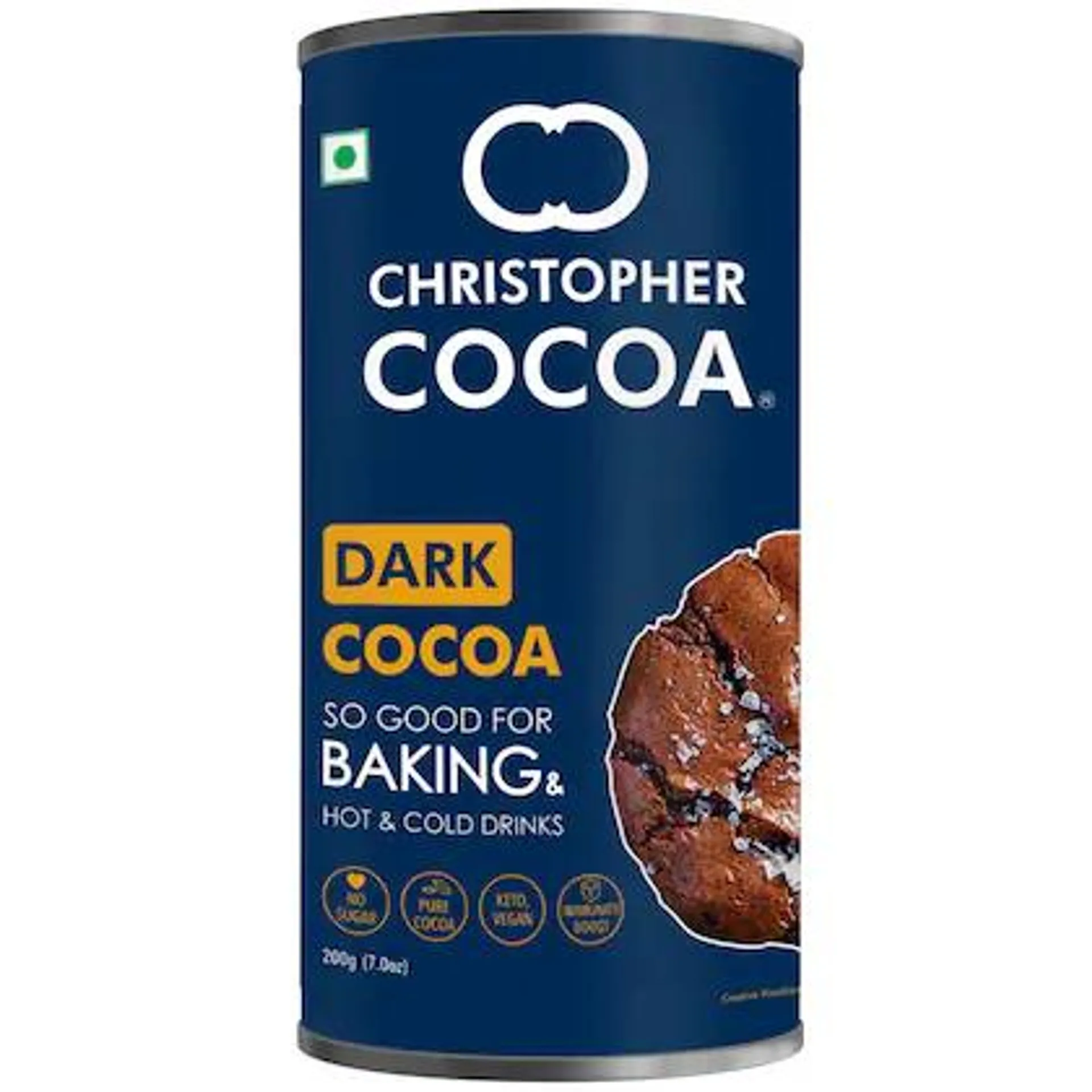 Christopher Cocoa, Dark Cocoa Powder, Unsweetened, 200g (Bake, Cake, Hot Chocolate, Drinking Shakes)