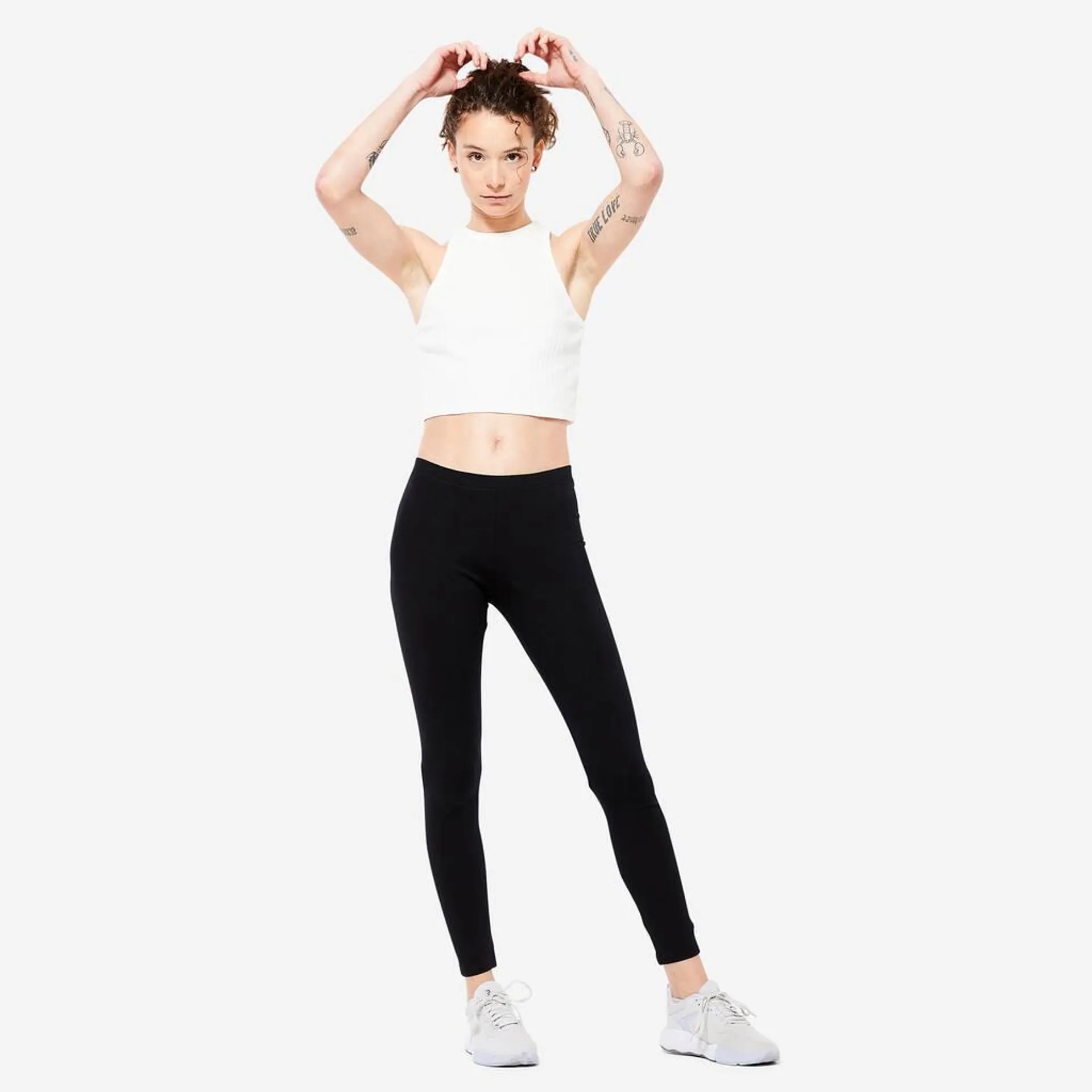 Women's Trackpant For Gym Cotton Rich 100 - Black