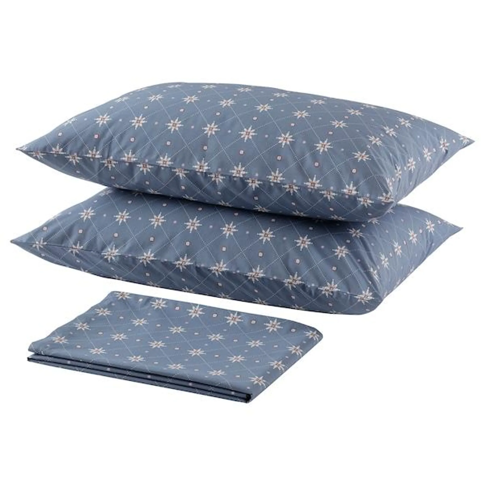 Flat sheet and 2 pillowcase, blue,