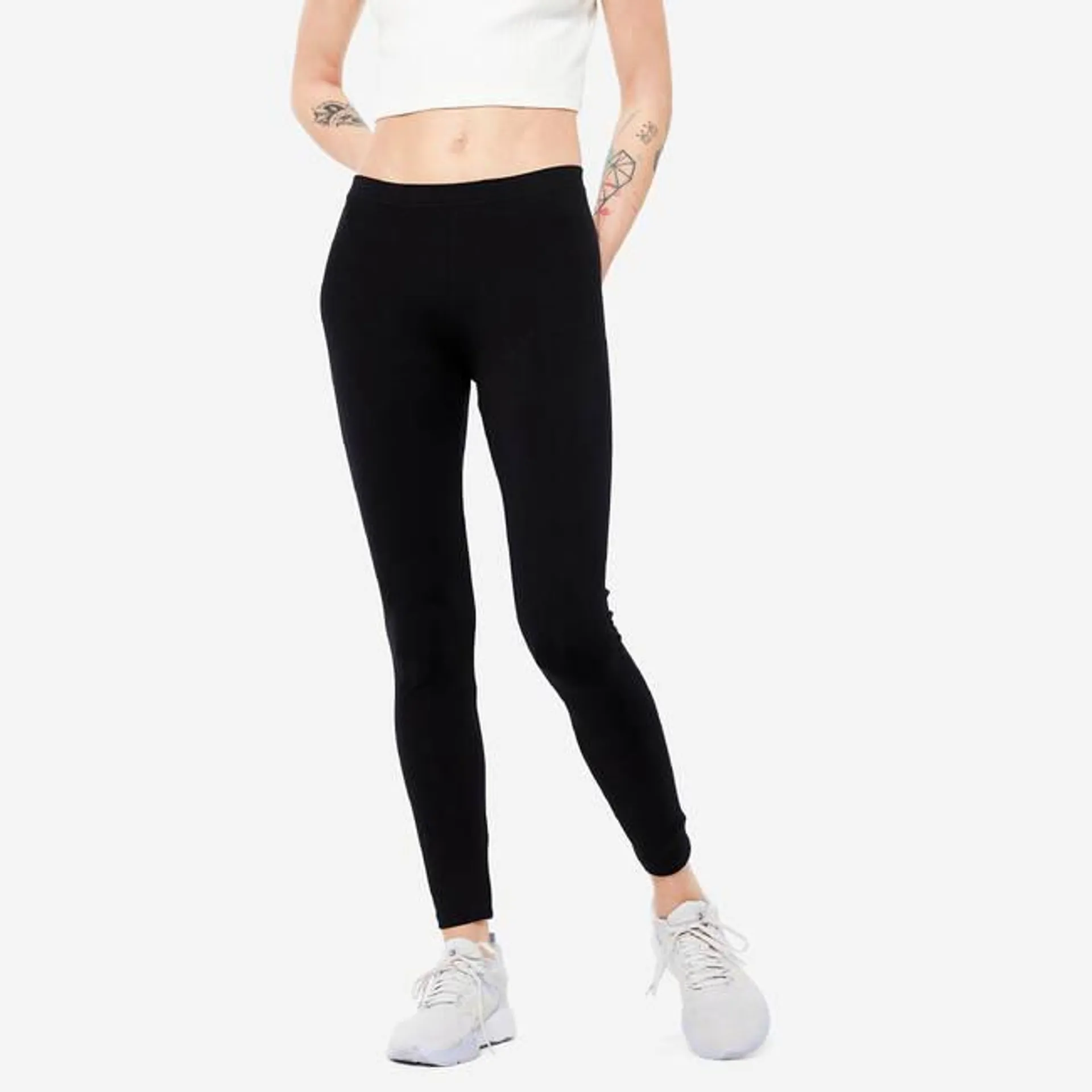 Women's Trackpant For Gym Cotton Rich 100 - Black