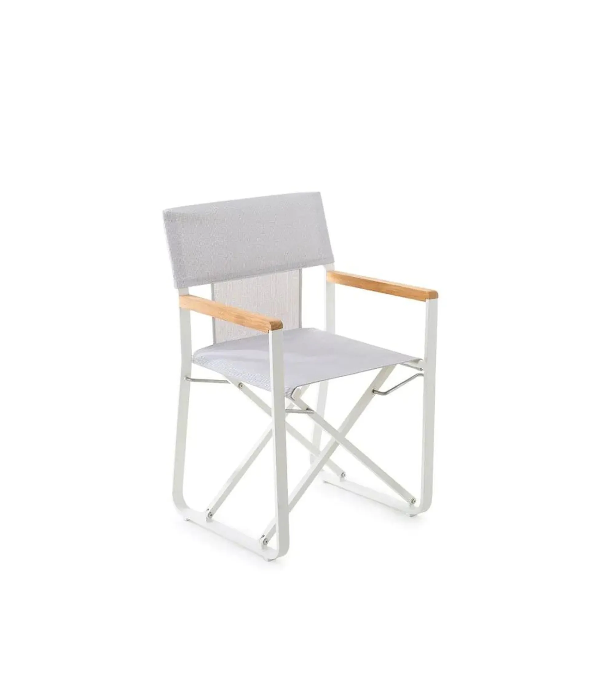Poltroncina Cosette alluminio bianco e telo in canapa