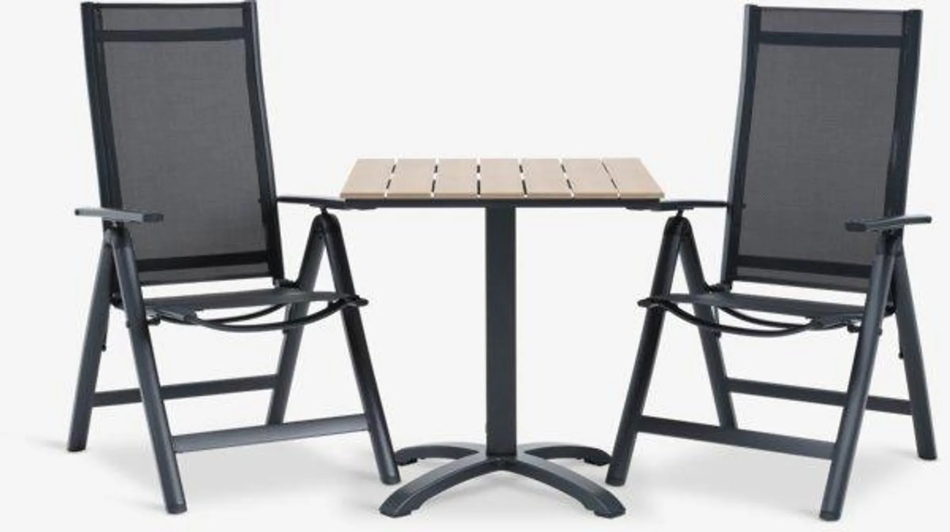 HOBRO Tavolo L70 cm naturale + 2 LOMMA Sedie nero