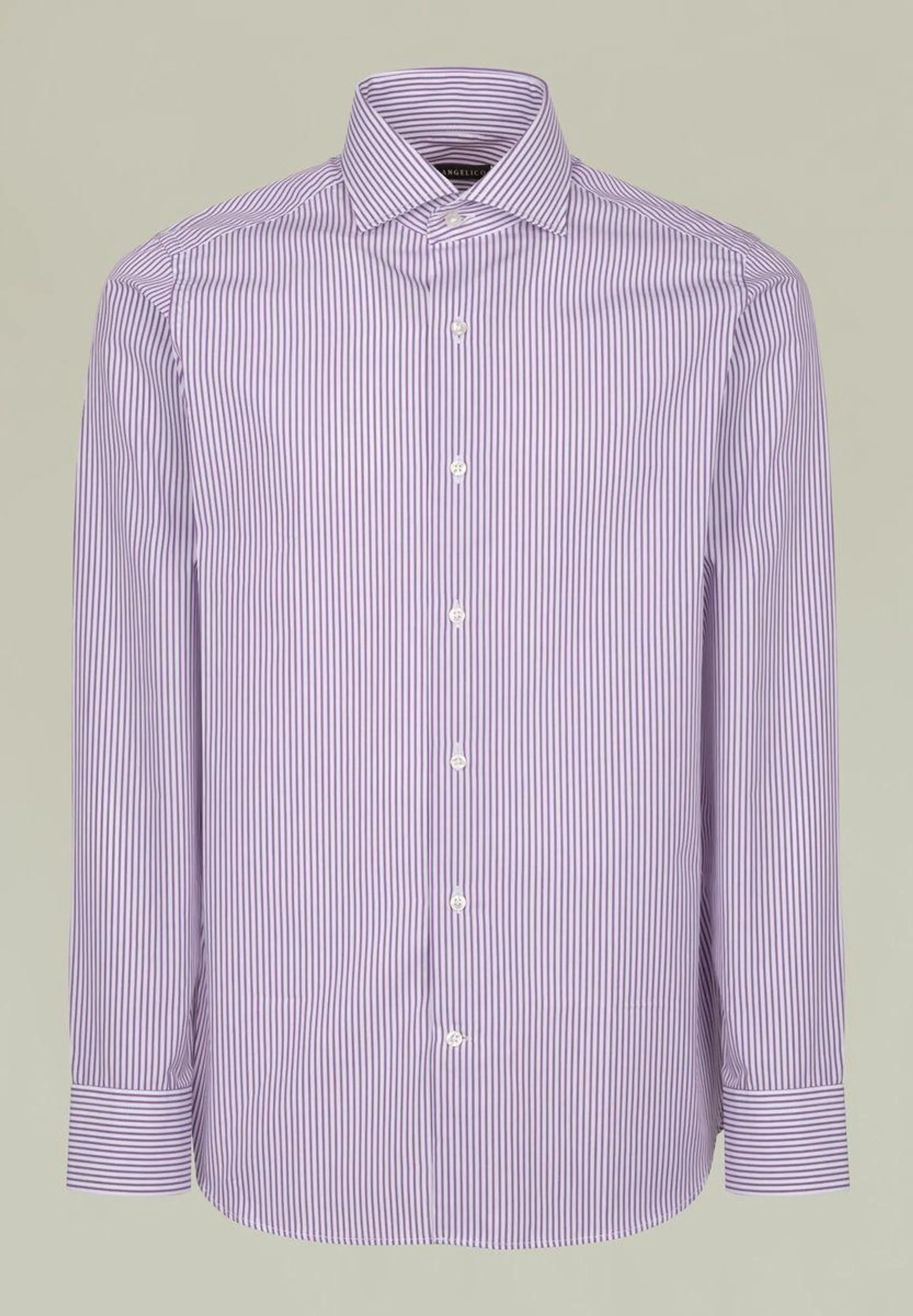 Camicia bianca rigata glicine slim