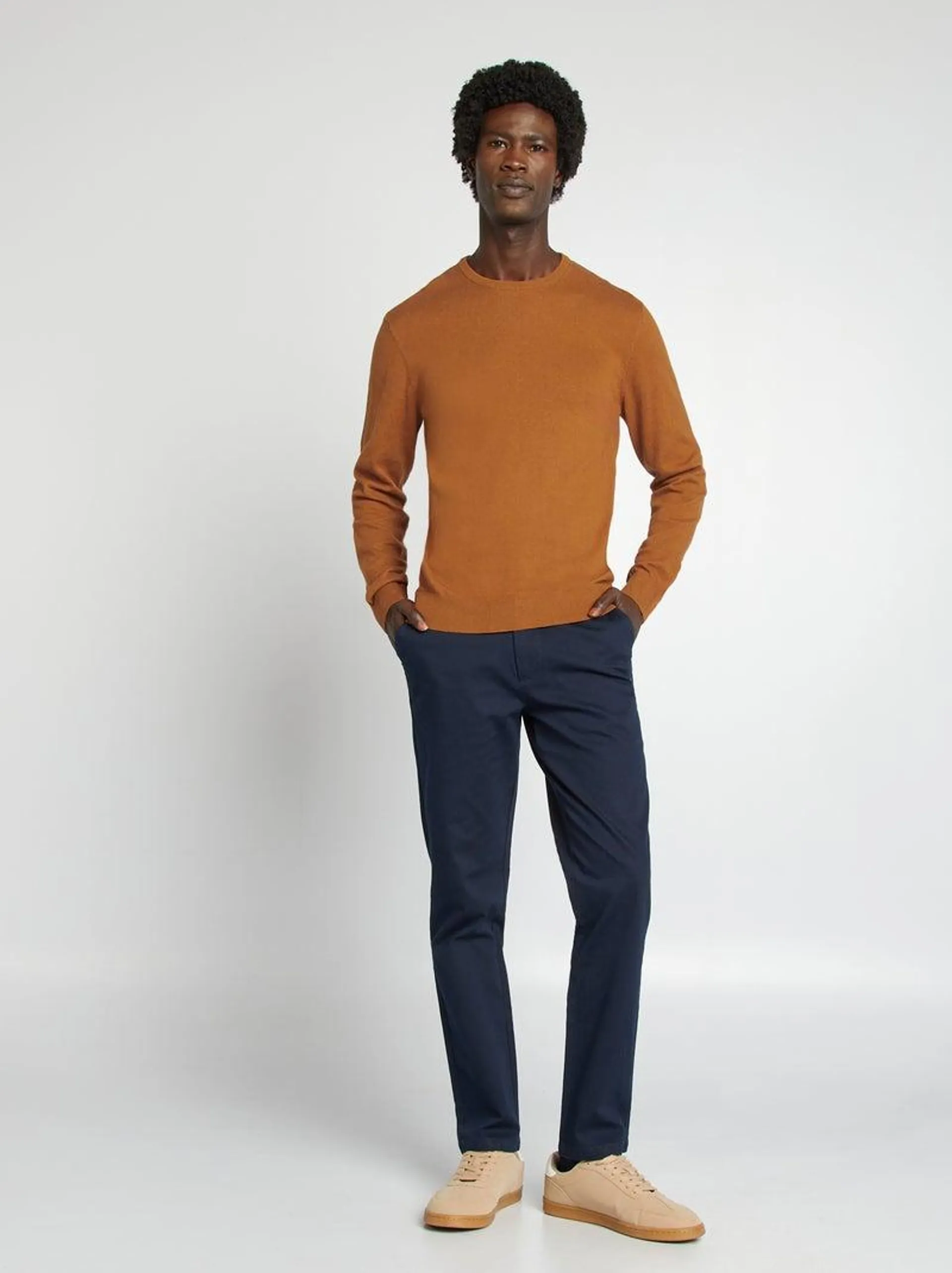 Pantaloni chino in twill taglio slim - BLU