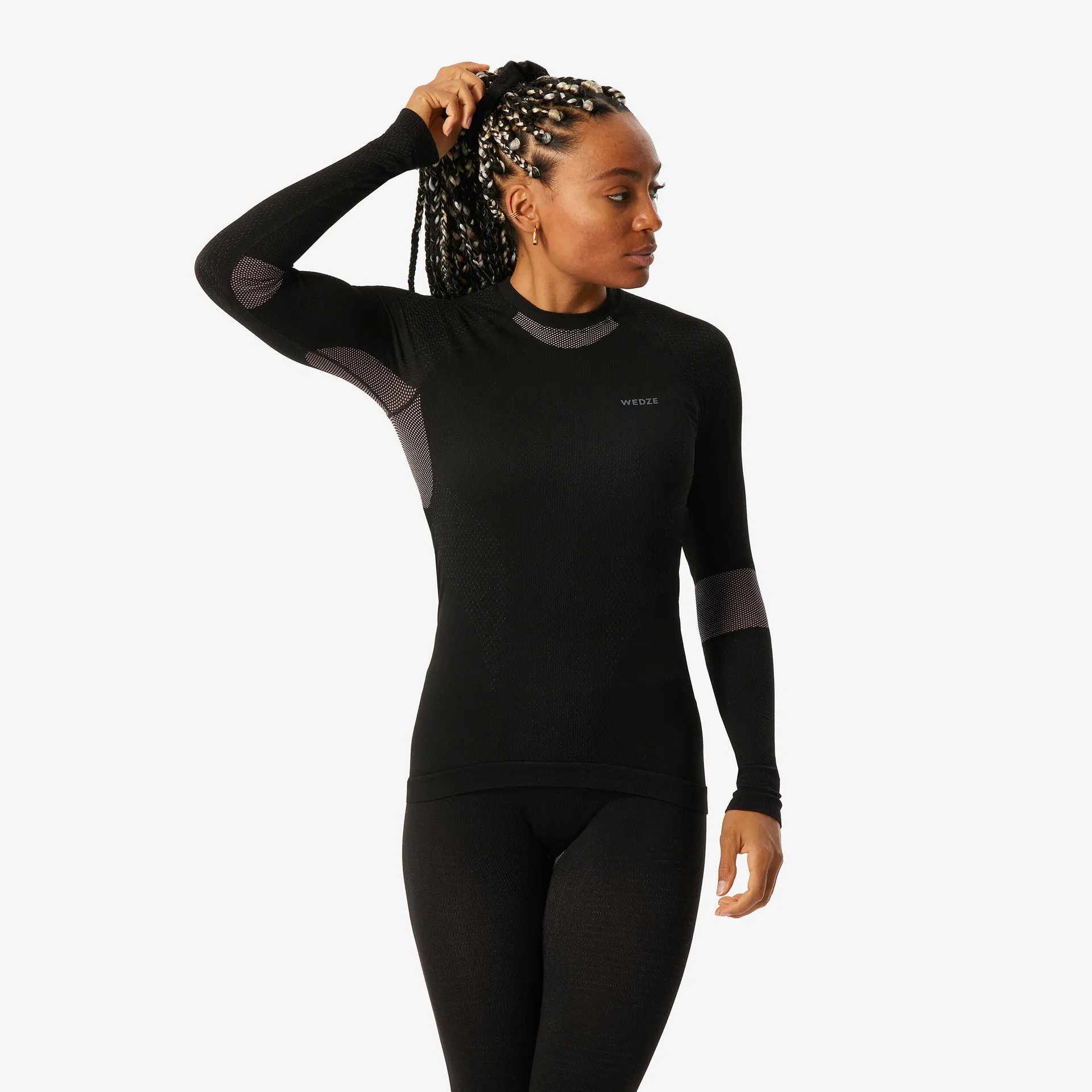 Maglia termica sci donna 500 I-SOFT SEAMLESS rosa e nera