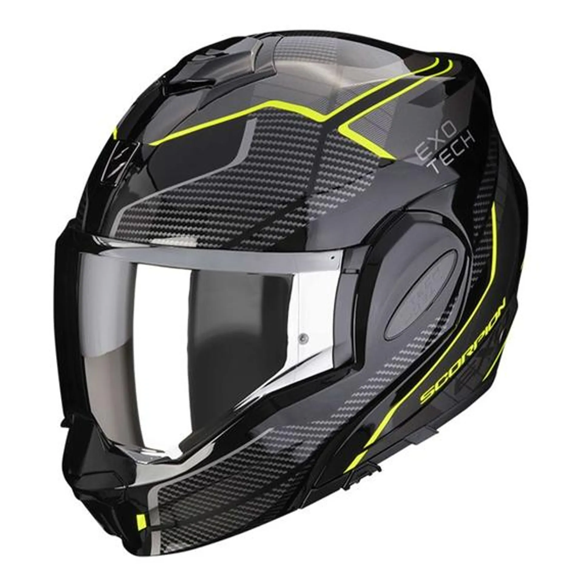 Casco modulare Exo-Tech Evo Animo Nero/Giallo Fluo