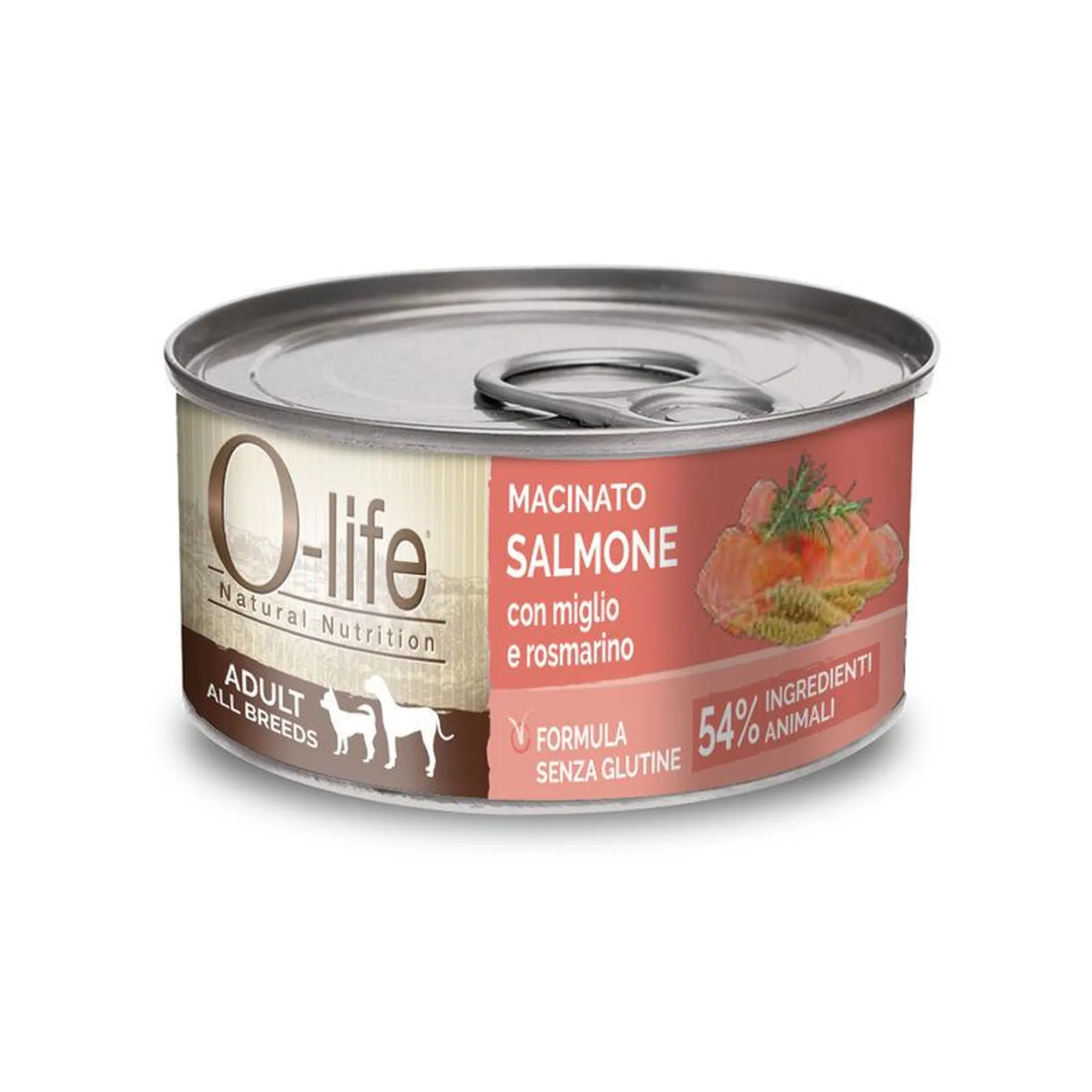 O-life Dog Adult All Breeds Macinato di Salmone con Miglio e Rosmarino 95 gr