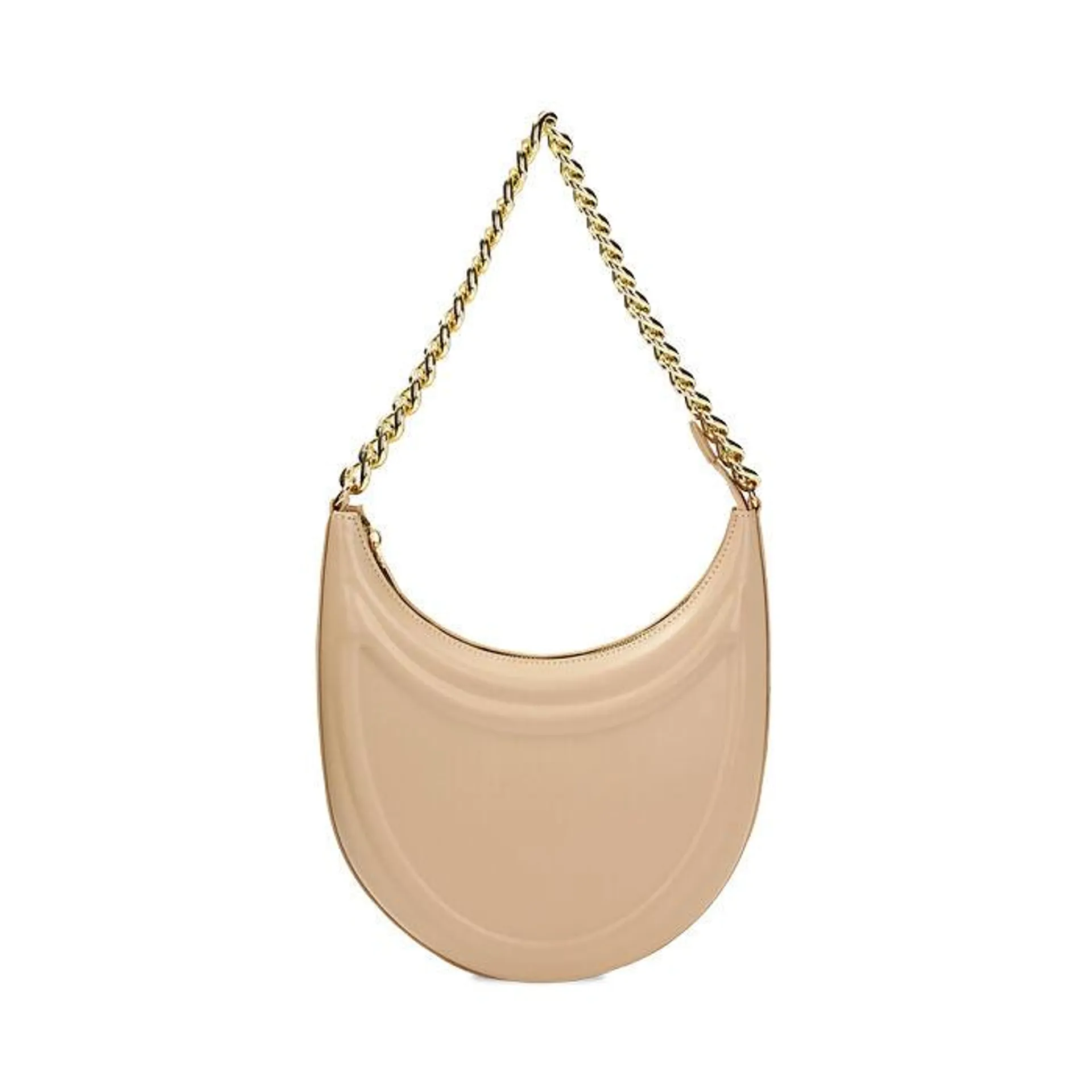 Borsa a spalla beige mezzaluna