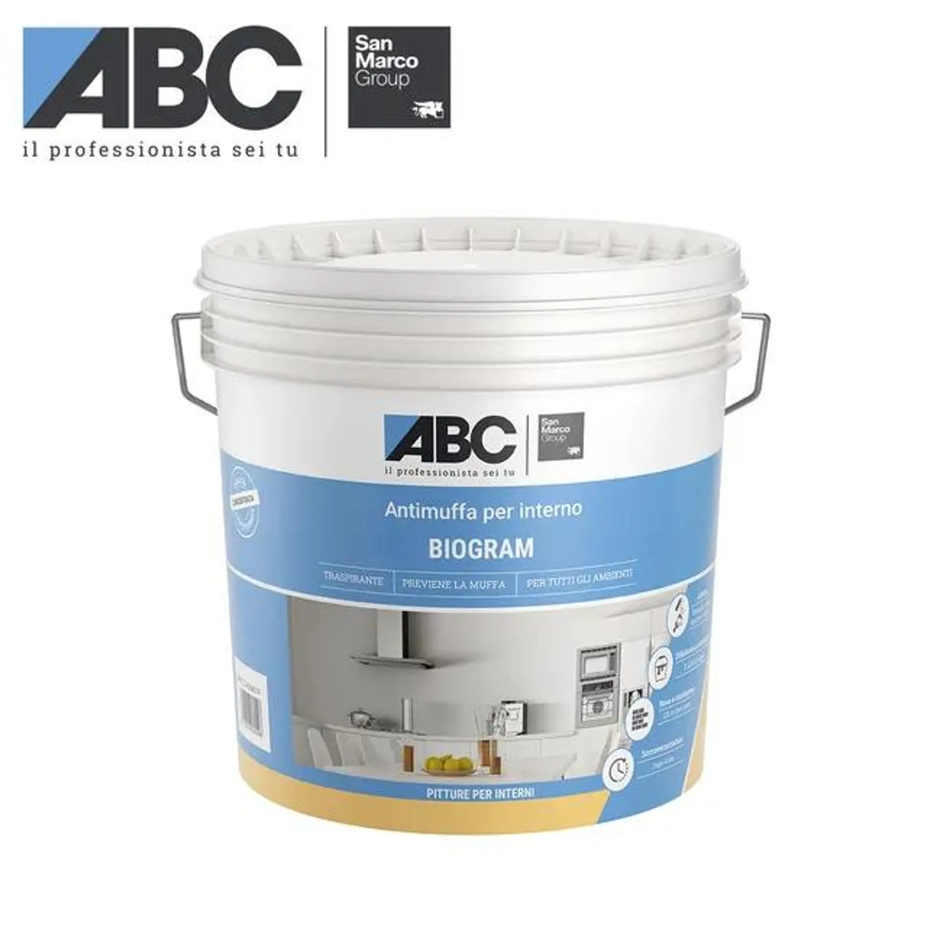 Pittura per interni antimuffa, ABC Biogram SAN MARCO Group bianco opaco, 14 L