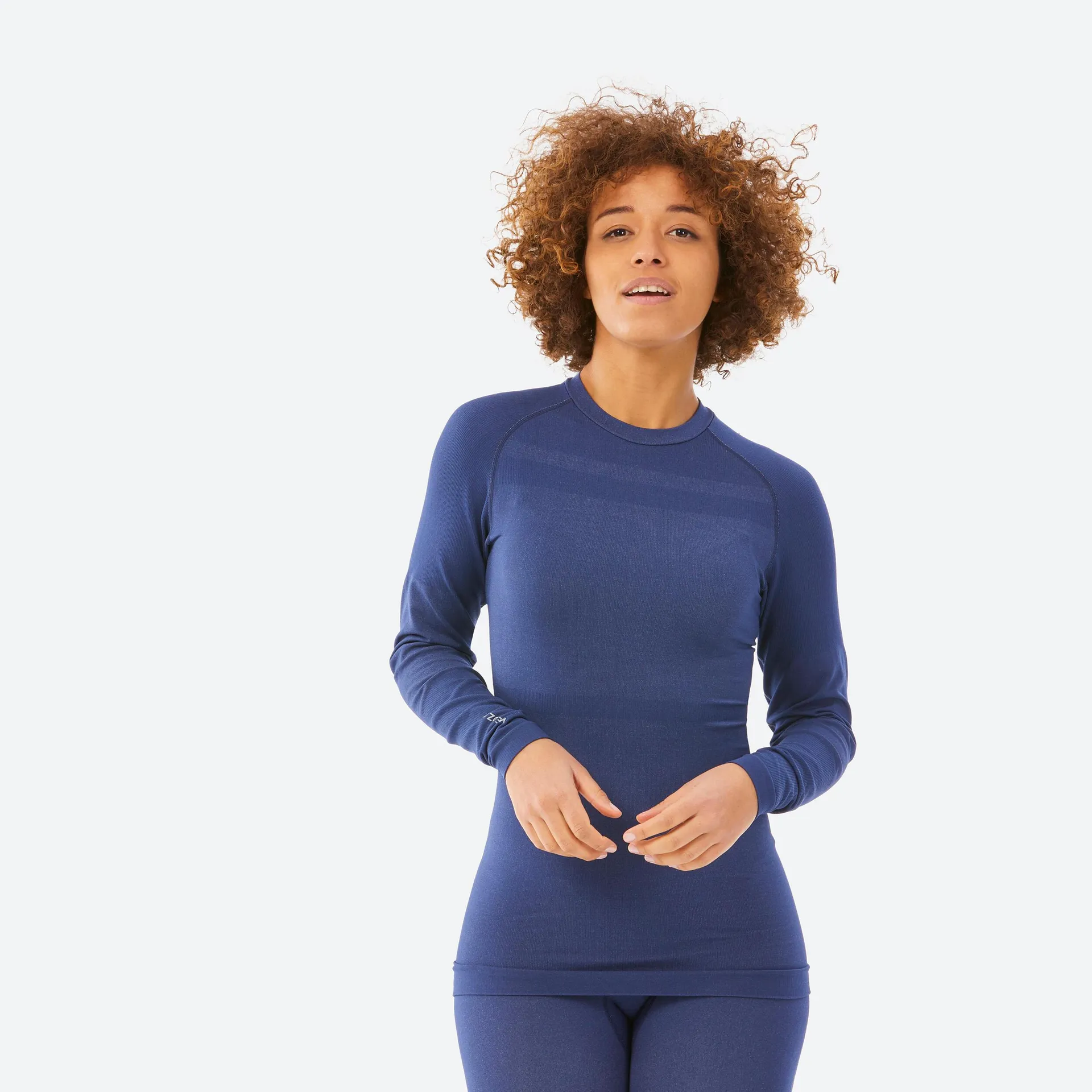 Maglia termica sci donna 100 SEAMLESS blu