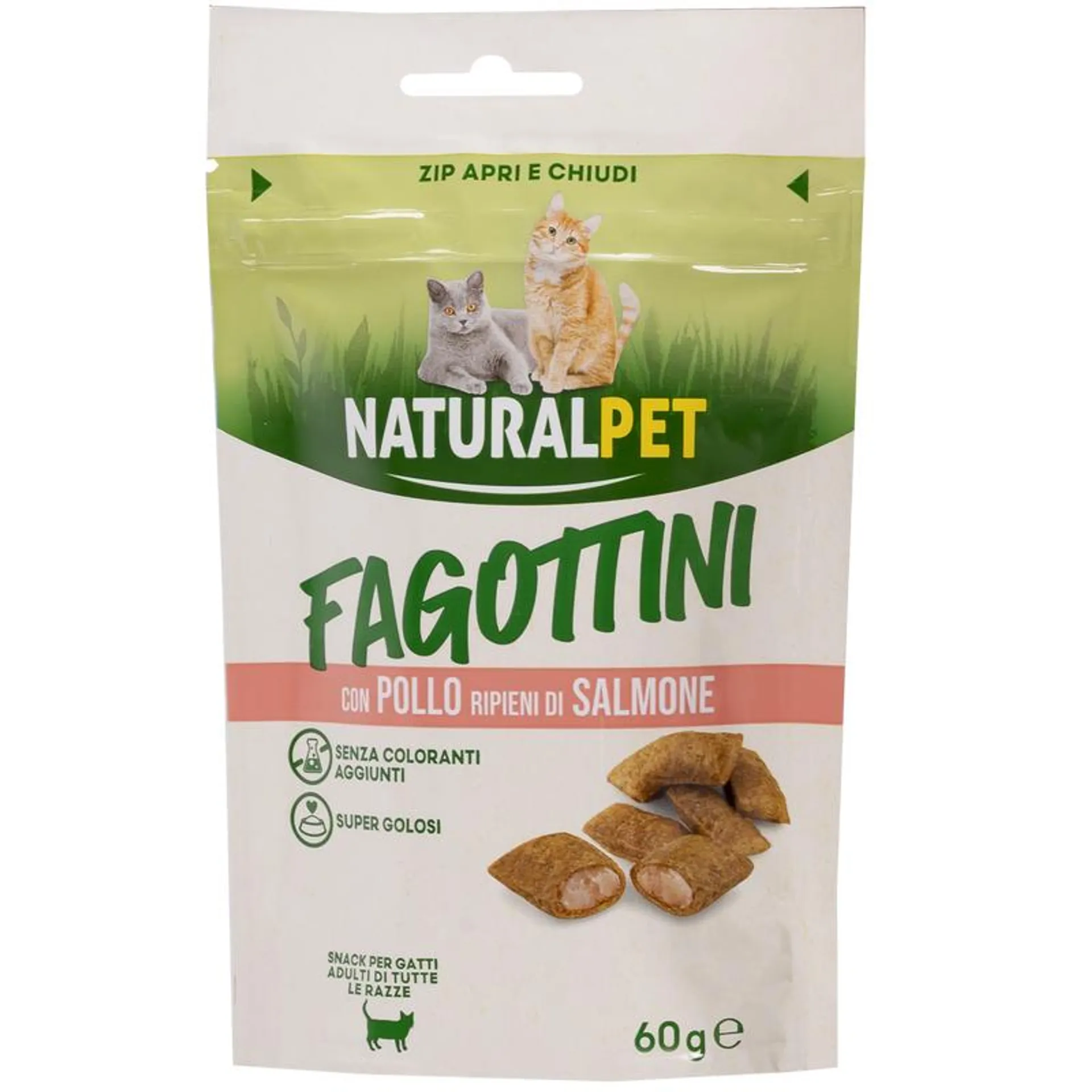 Naturalpet Snack Fagottini con Pollo ripieni di Salmone 60 gr