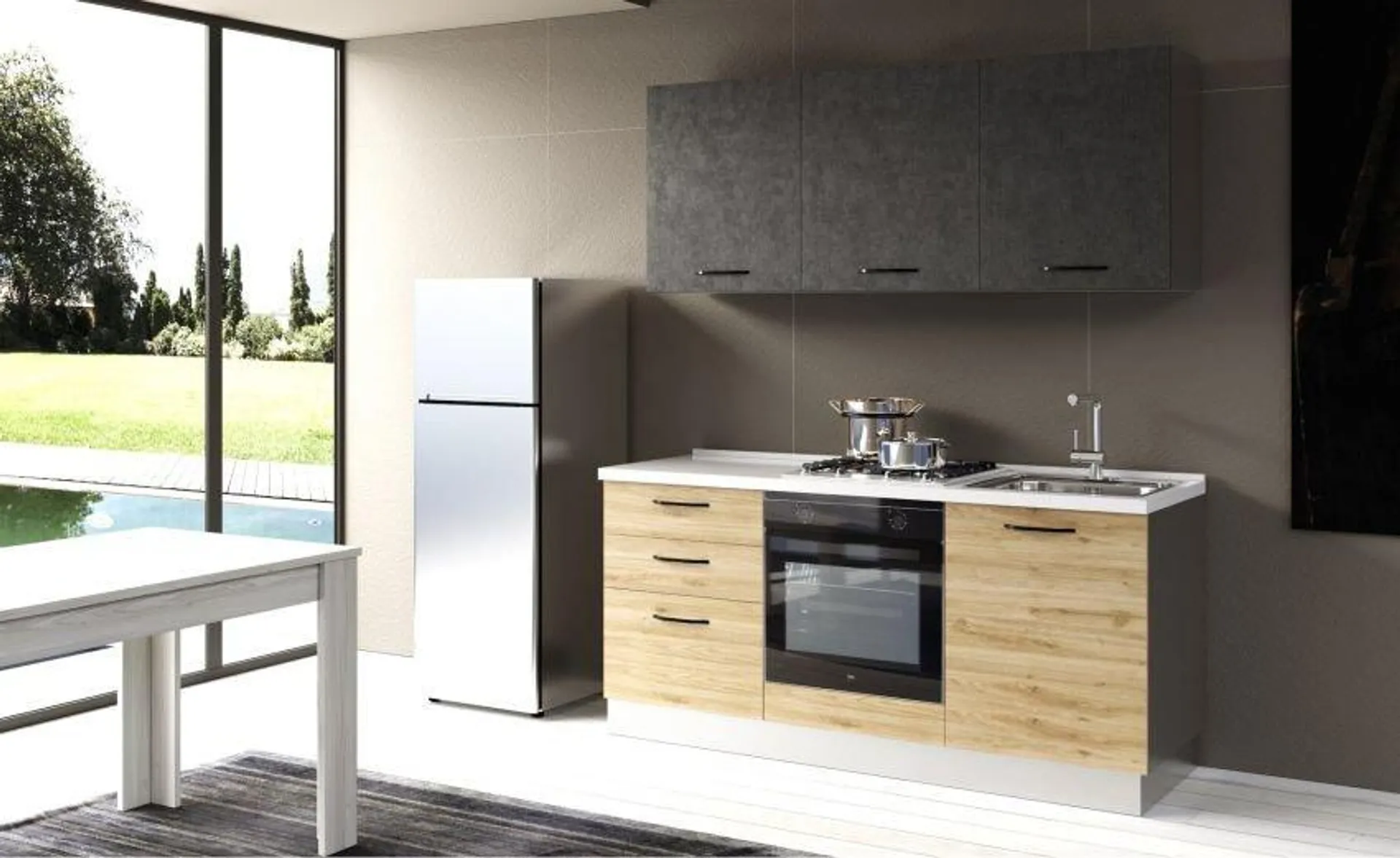 Gilda cucina 180 cm colore rover cadiz e cemento scuro