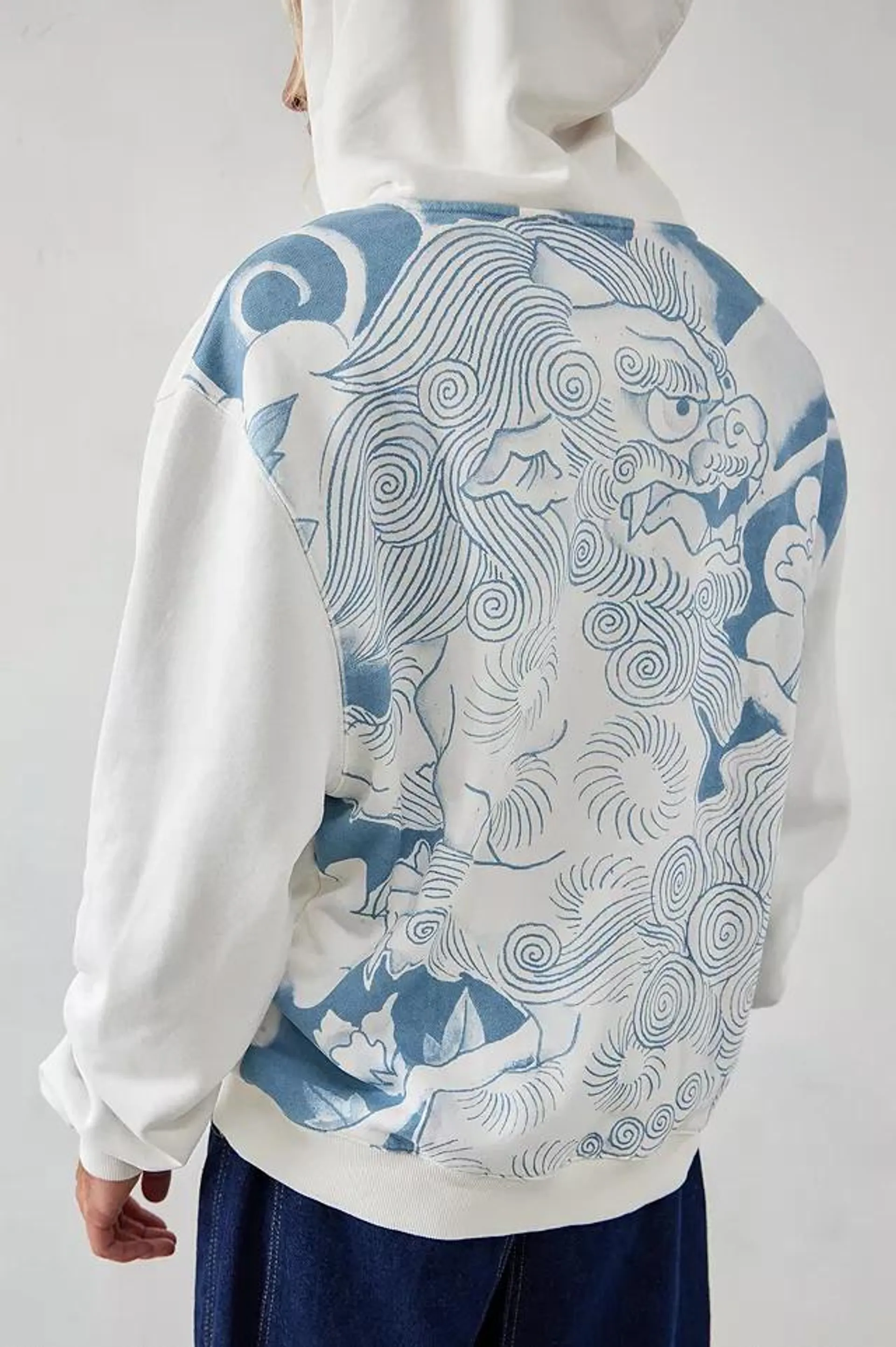 Sweat à capuche zippé Ed Hardy UO Exclusive Lion Blanc