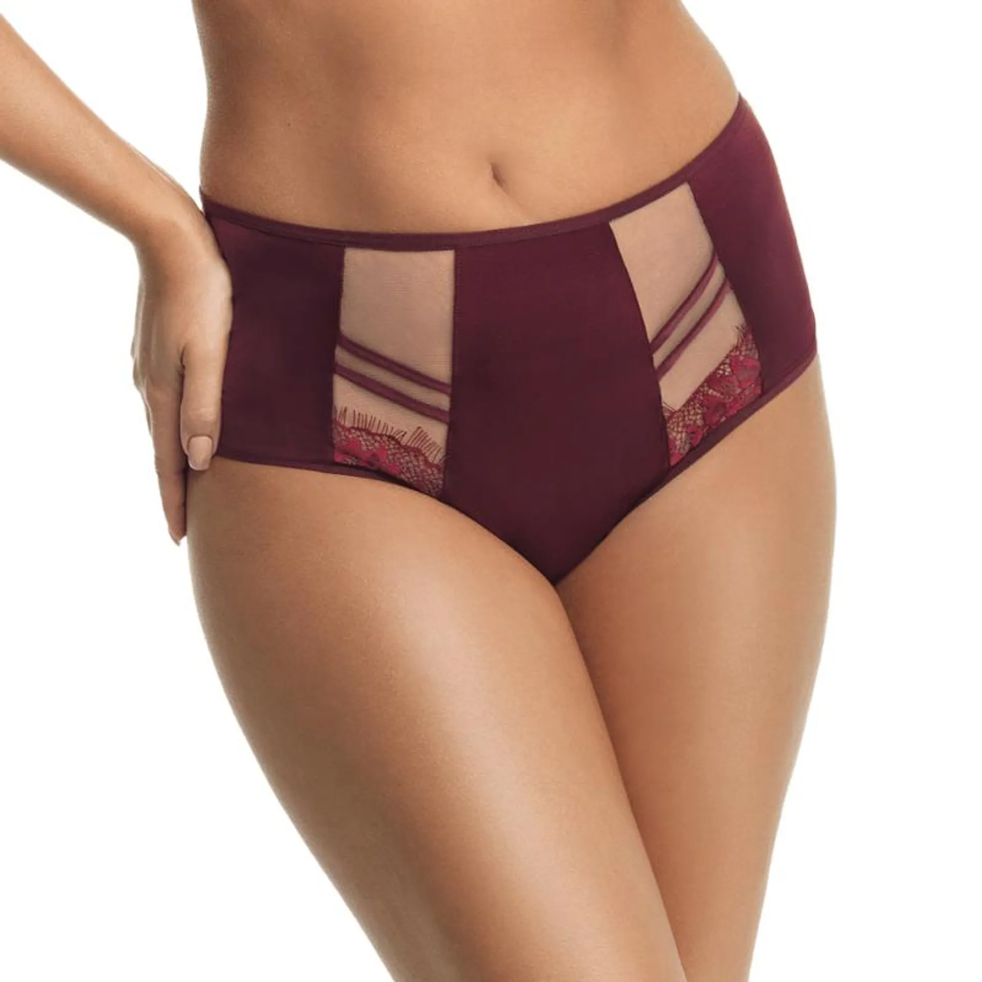 GOR-K498BOR-PARADISE-Brasiliana con tulle taglio laser - Bordeaux