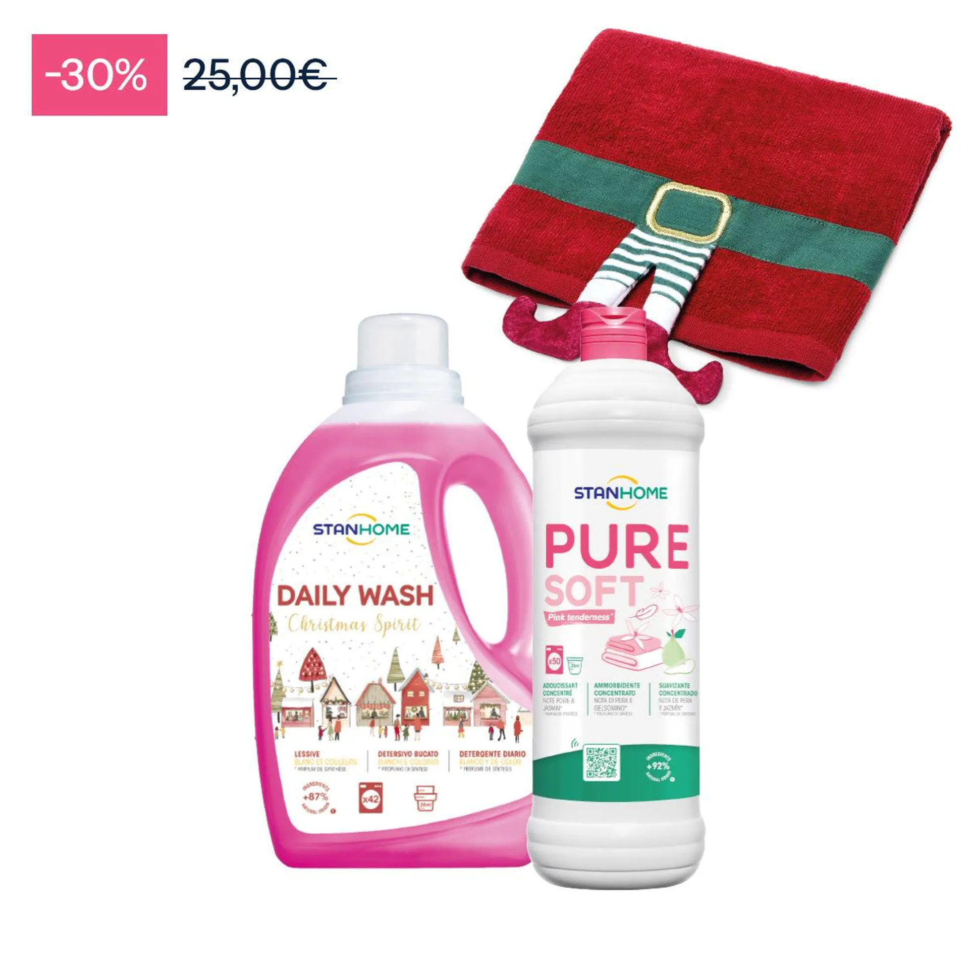 Set Natale con Daily Wash, Pure Soft e simpatico asciugamano elfo