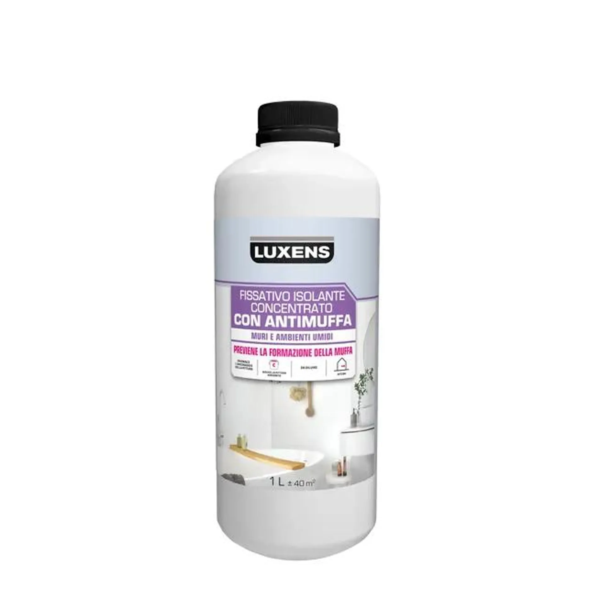 Fissativo per pittura su legno e intonaco di calce cementizia e cartongesso LUXENS antimuffa base acqua, antimuffa 1 L