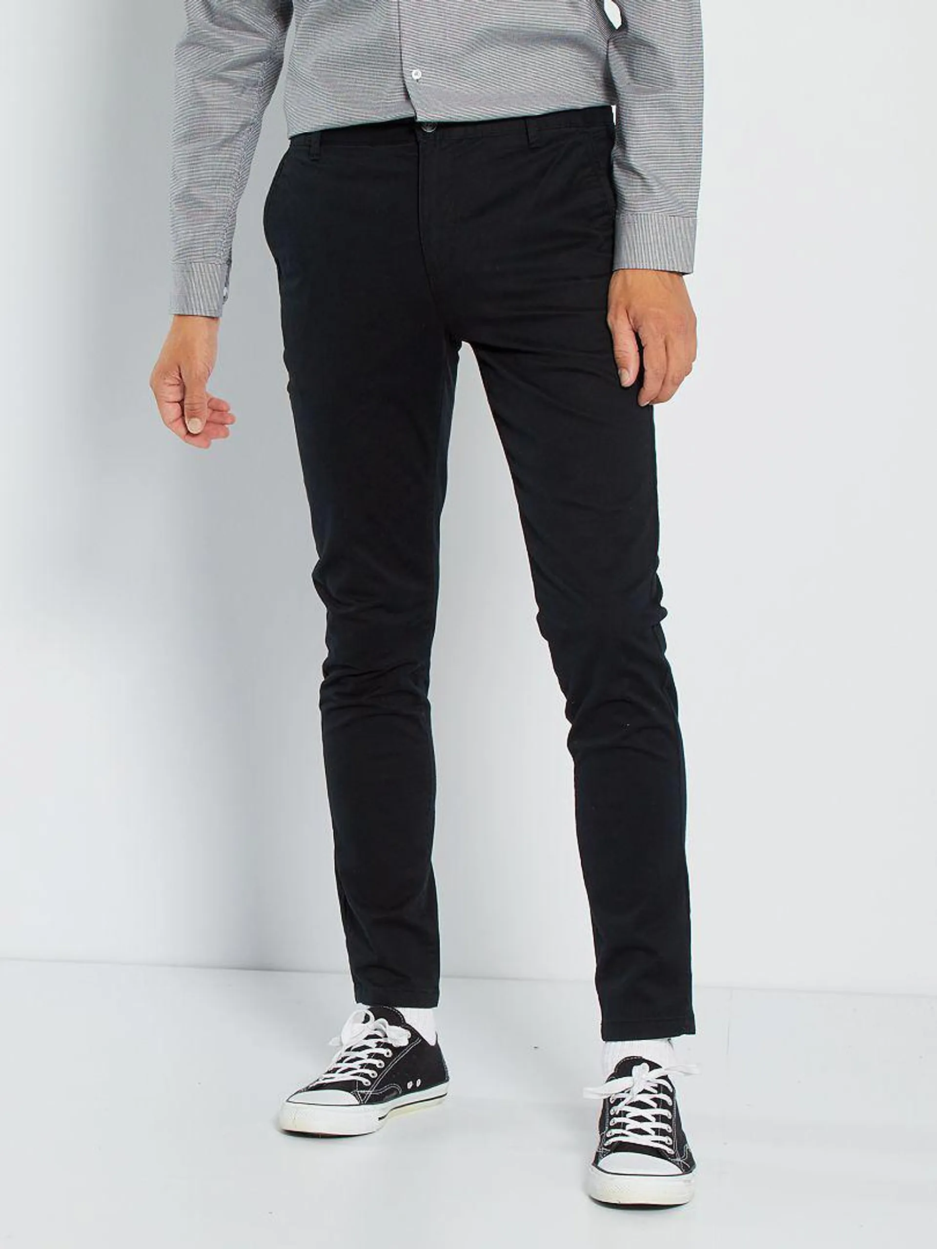 Pantaloni chino skinny stretch - L32 - nero