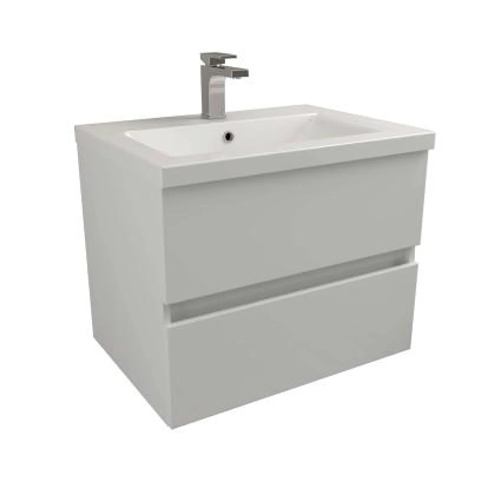 Mobile bagno base 2 cassetti con lavabo integrato 70x50x58 cm bianco