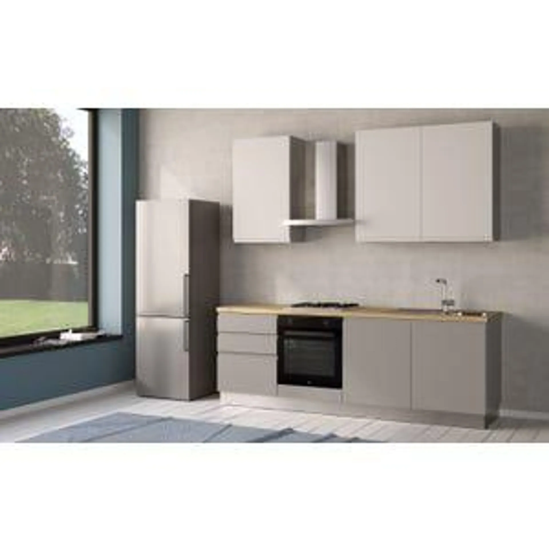 Iris cucina 240 cm colore grigio chiaro e bianco opaco