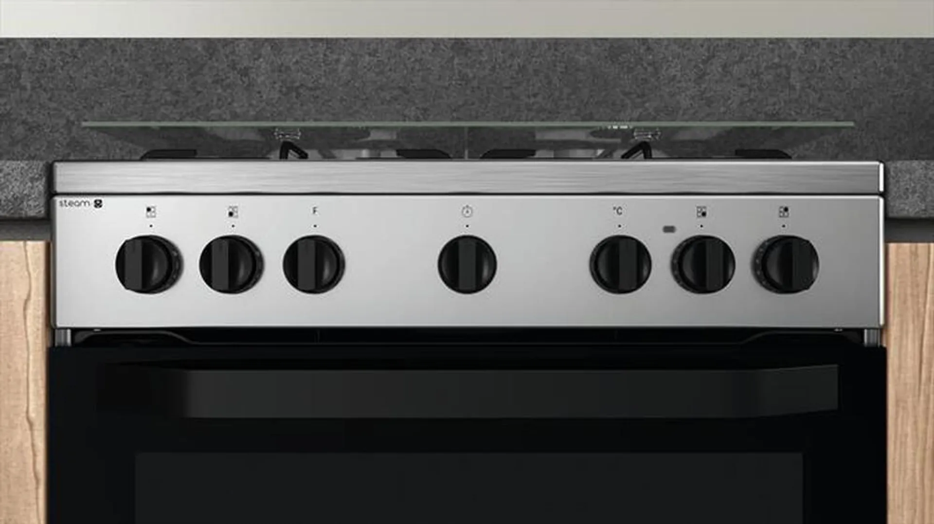 HOTPOINT ARISTON - Cucina a gas HS68G5PHX/E/1 Classe A-Black,Stainless steel