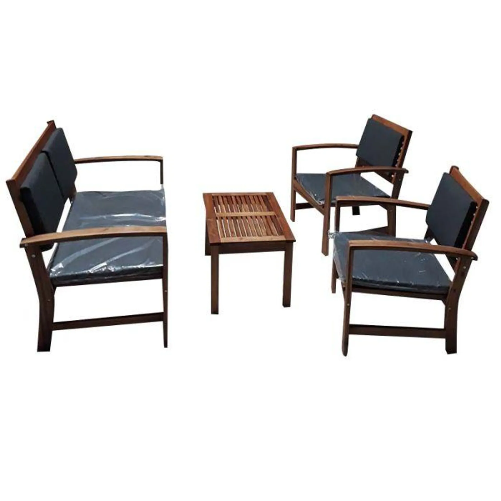 Gardenia Set sassari salotto in legno acacia oliata composto da 1 divano, 2 poltrone, 1 tavolino