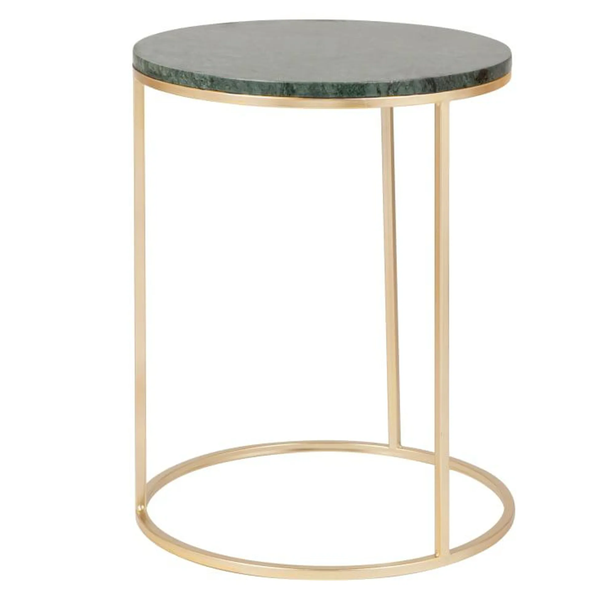 Tavolino da salotto in metallo dorato e marmo verde