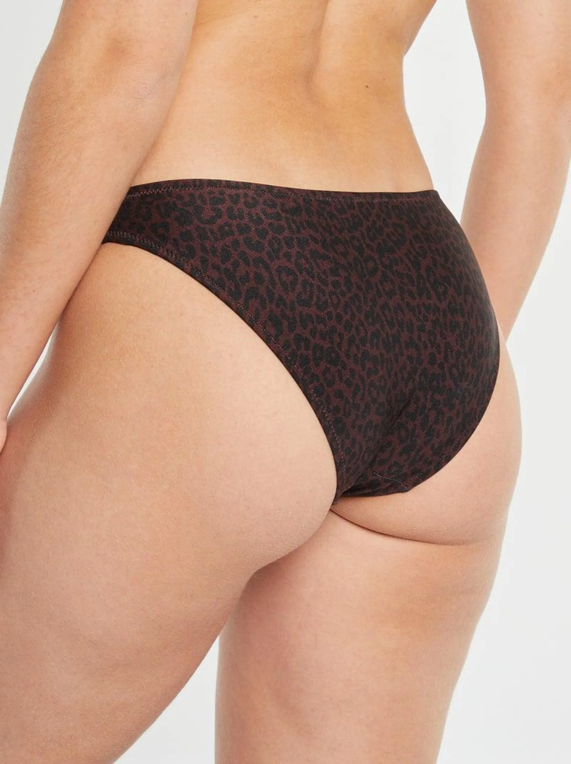 Slip bikini con stampa leopardata - MARRONE