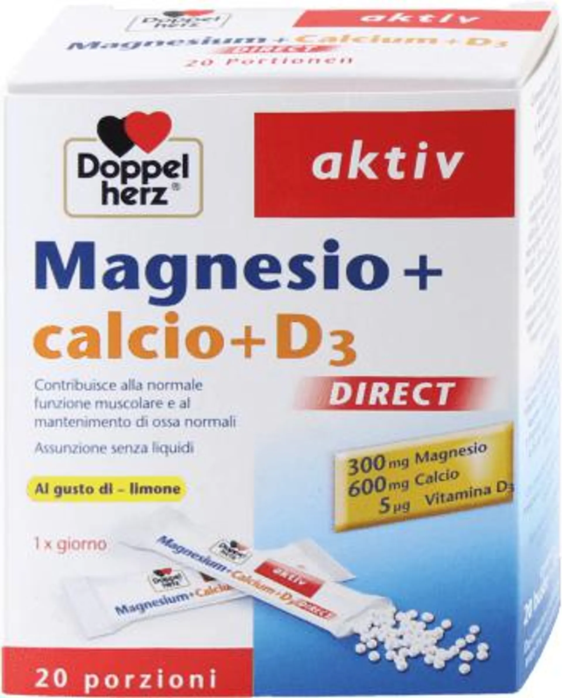 Magnesio + calcio + D3 DIRECT aktiv, 20 pz