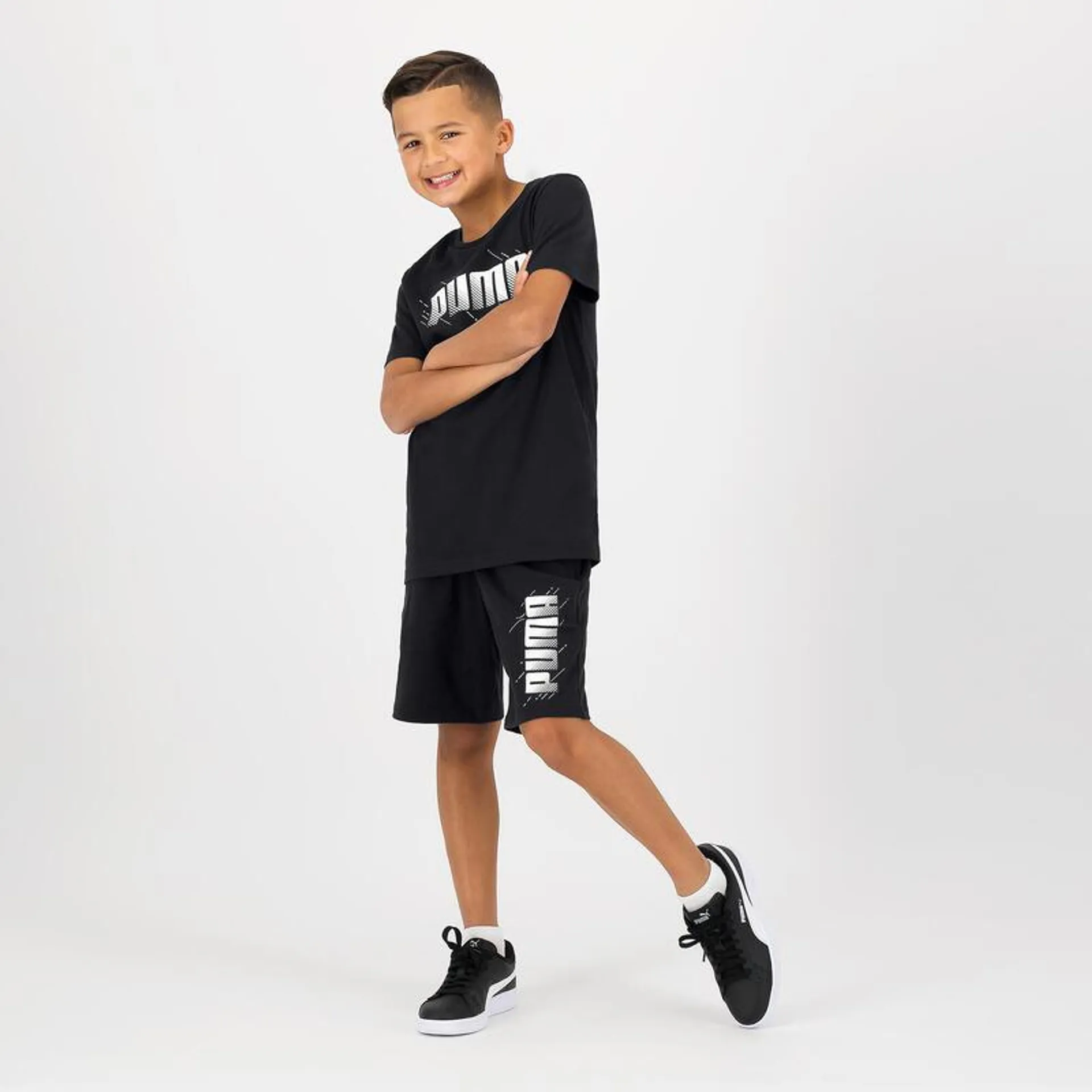 T-shirt nera Puma bambino ginnastica regular fit 100% cotone