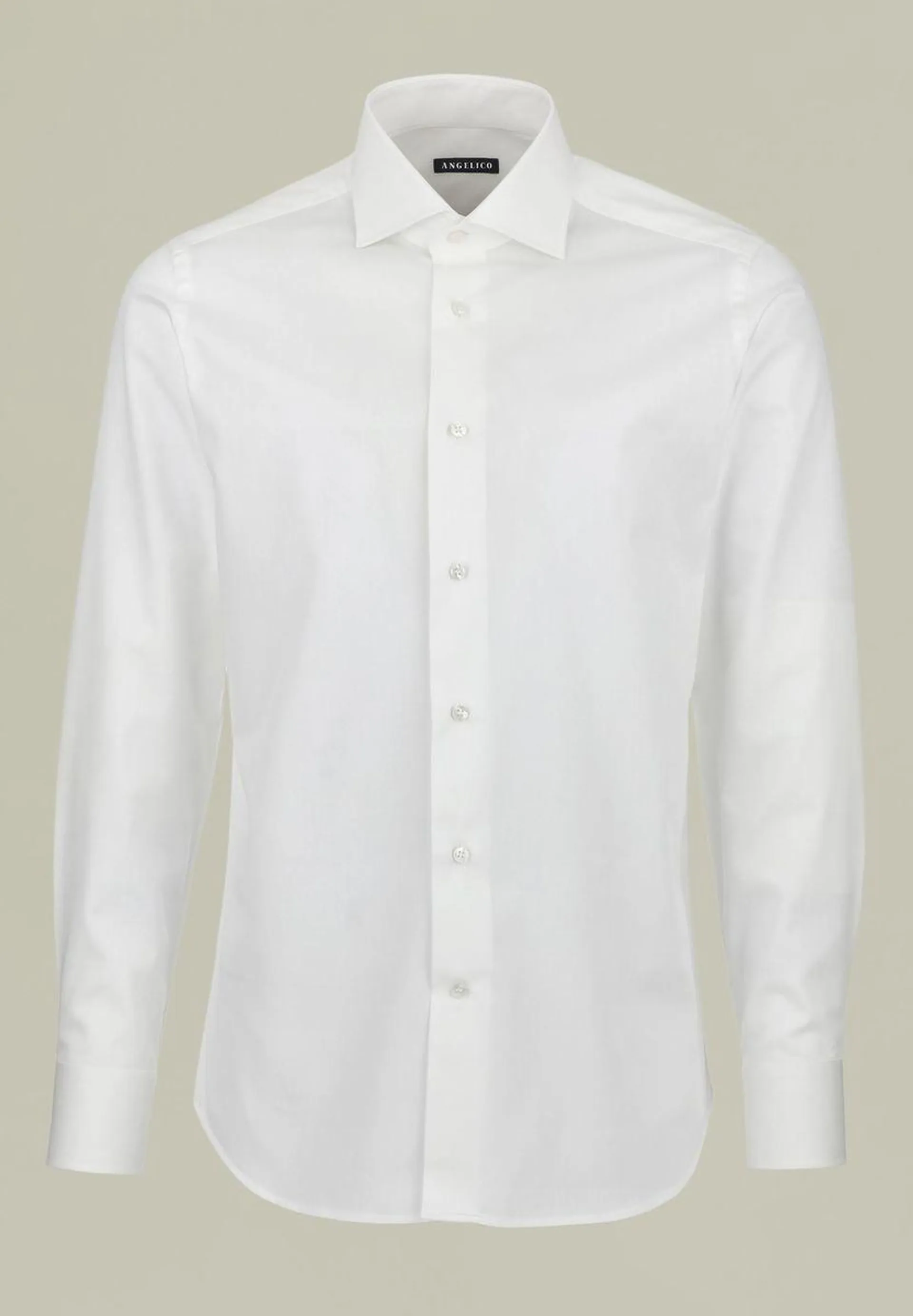 Camicia bianca twill collo francese slim