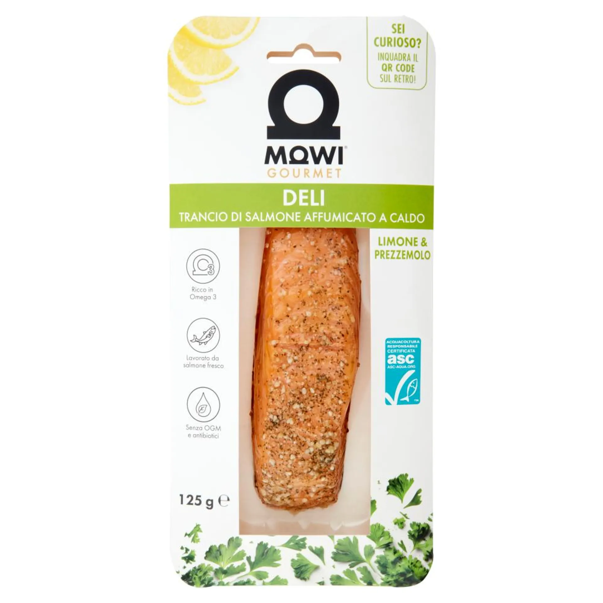 Mowi Gourmet Deli Trancio di Salmone Affumicato a Caldo Limone & Prezzemolo 125 g
